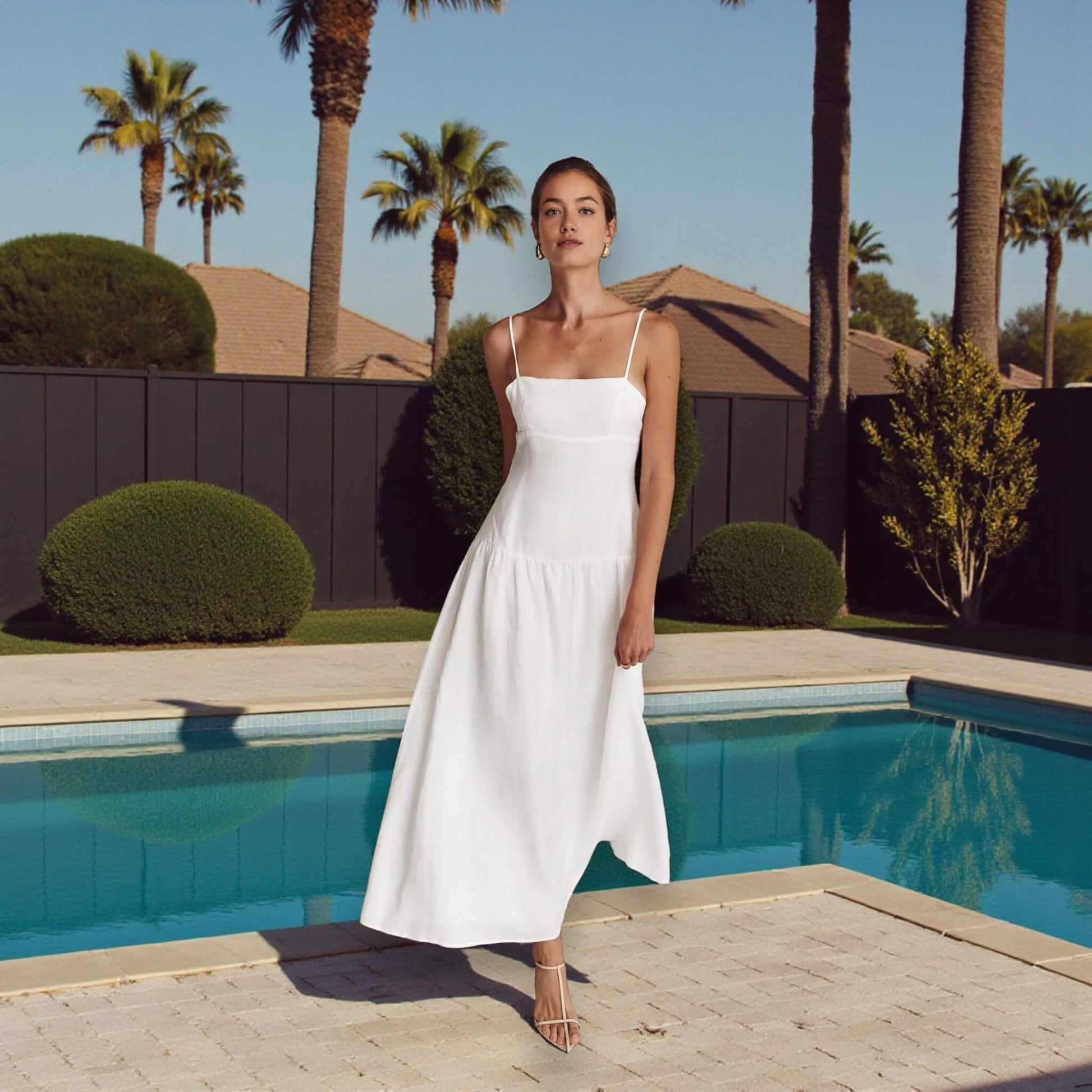 Linen Maxi Dress, Tie Back Maxi Dress