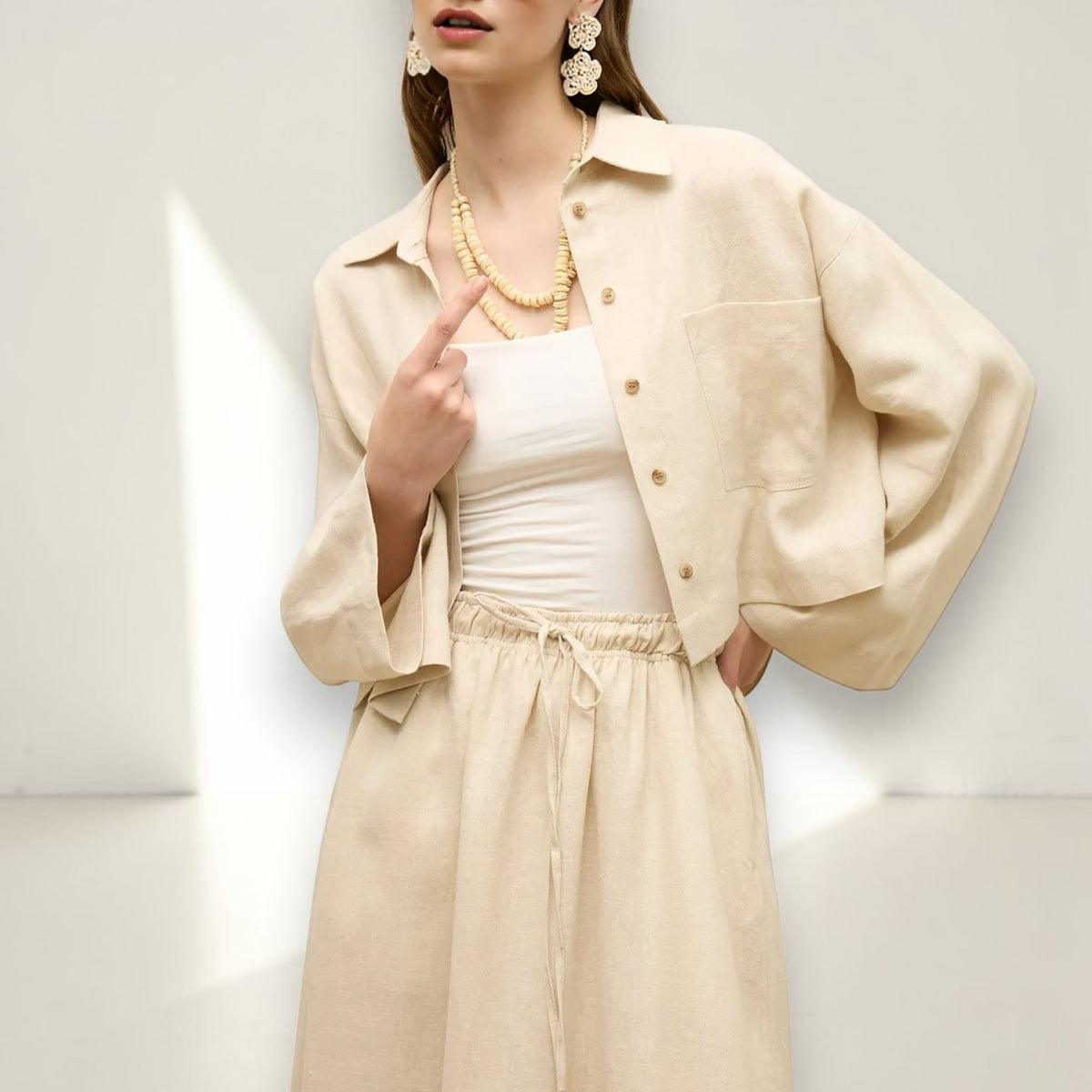 Linen Maxi Skirt, Drawstring Maxi Skirt