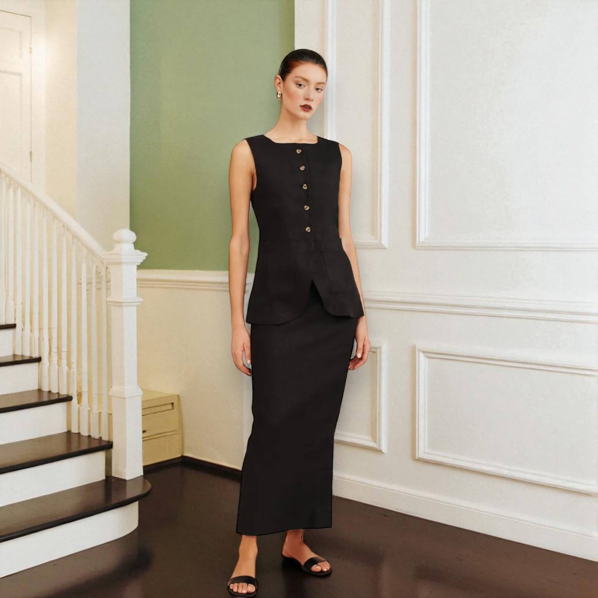 Linen Maxi Skirt, Long Pencil Skirt