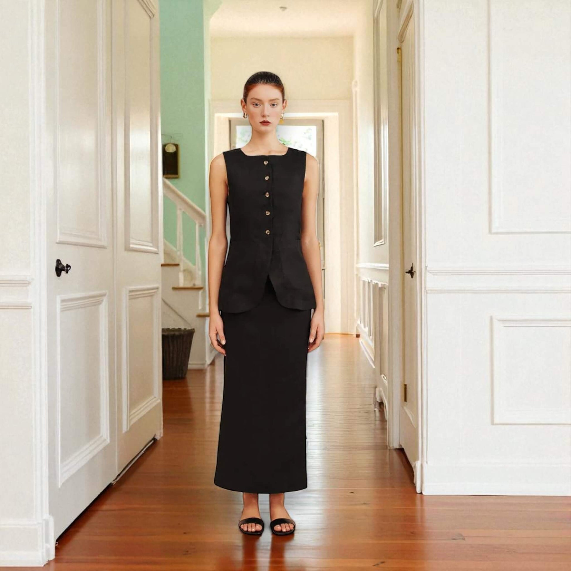 Linen Maxi Skirt, Long Pencil Skirt