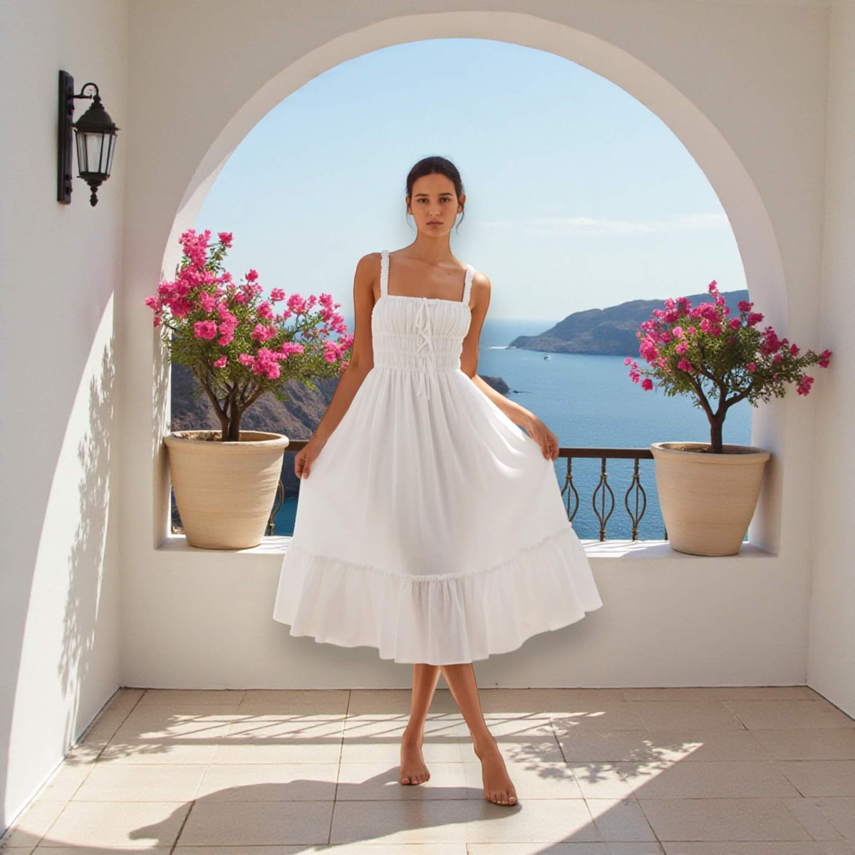 Linen Midi Dress, Ruffle Midi Dress