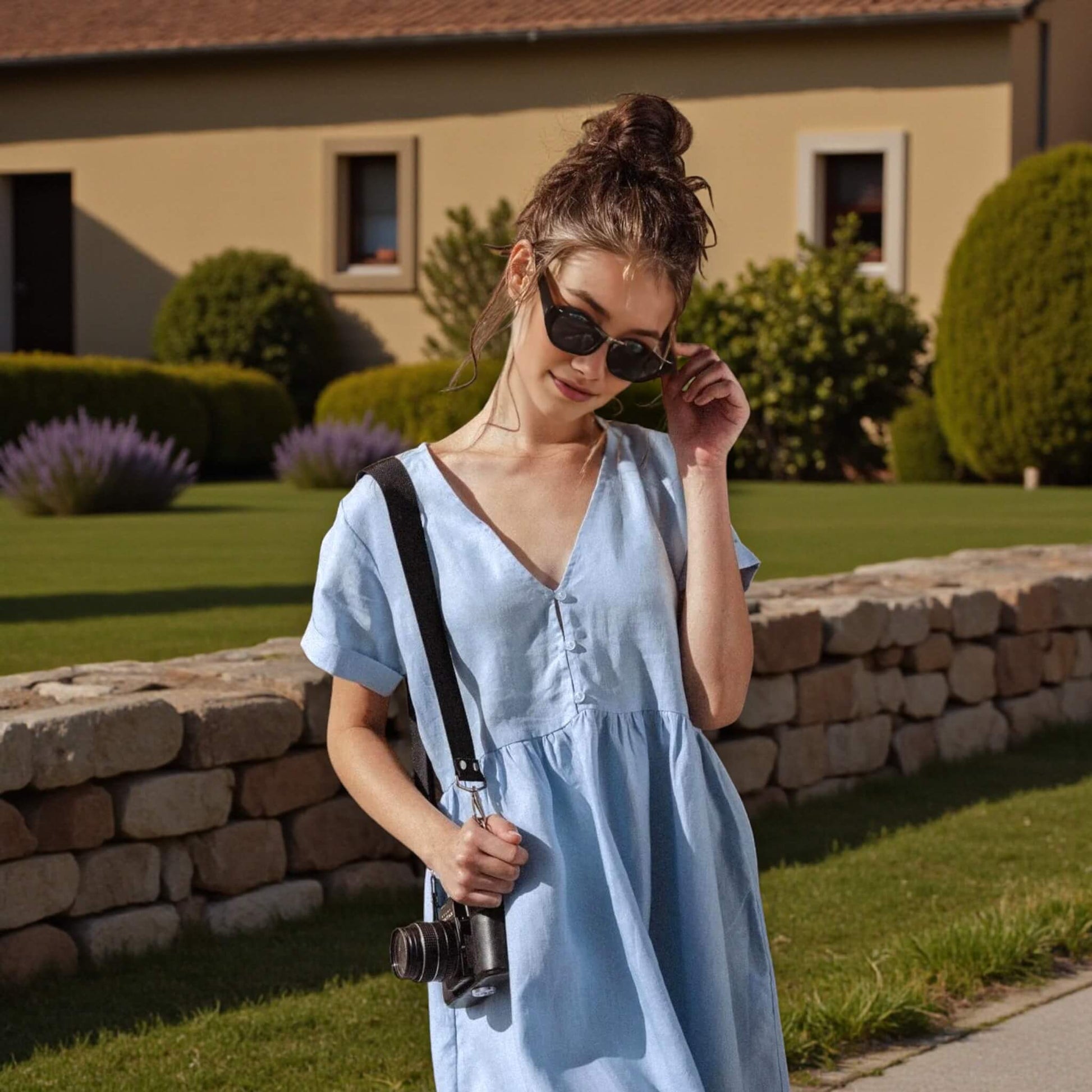 Linen Mini Dress, Linen Babydoll Dress