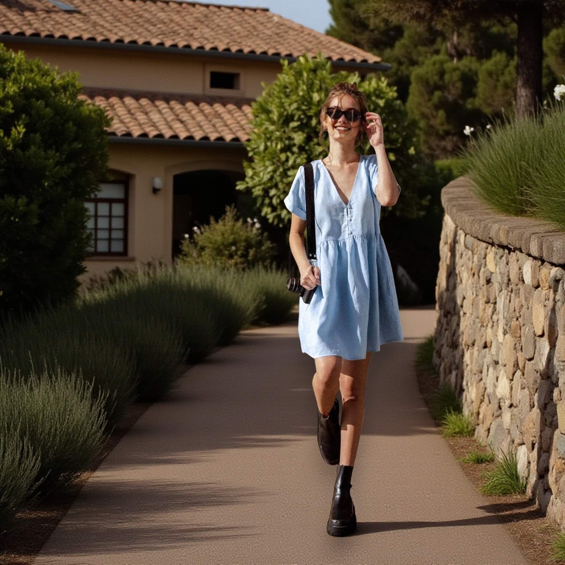 Linen Mini Dress, Linen Babydoll Dress