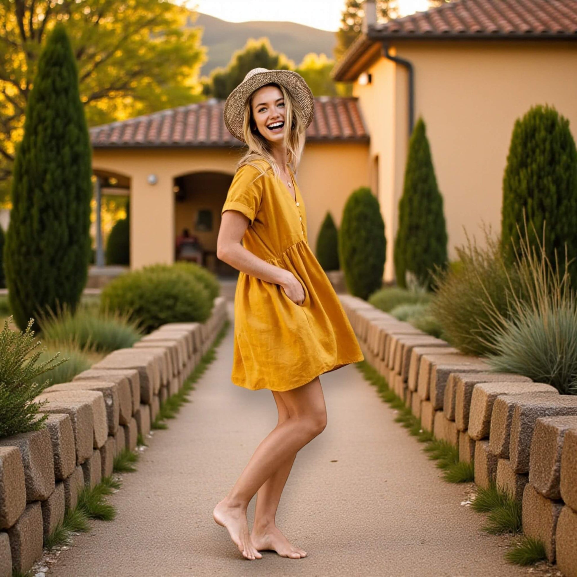 Linen Mini Dress, Linen Babydoll Dress