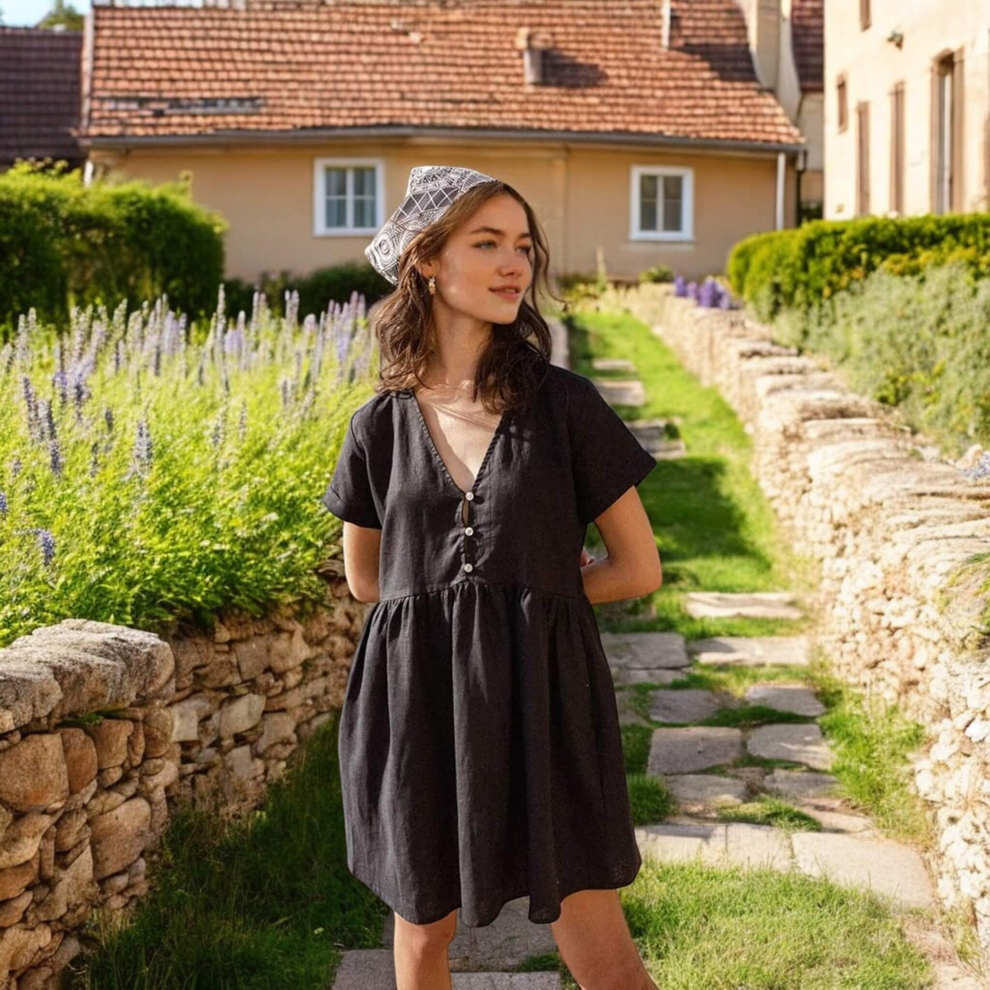 Linen Mini Dress, Linen Babydoll Dress