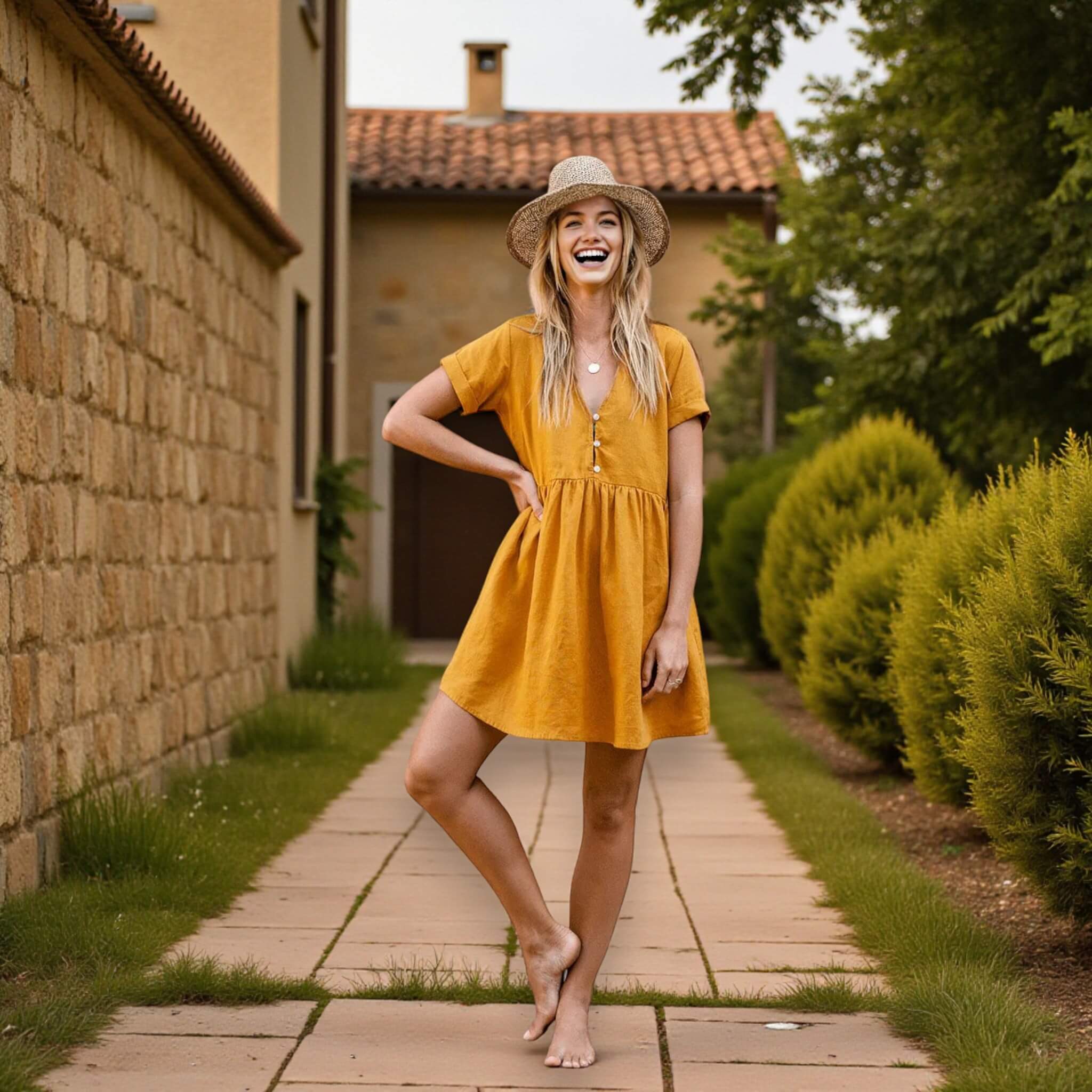 Linen Mini Dress, Linen Babydoll Dress