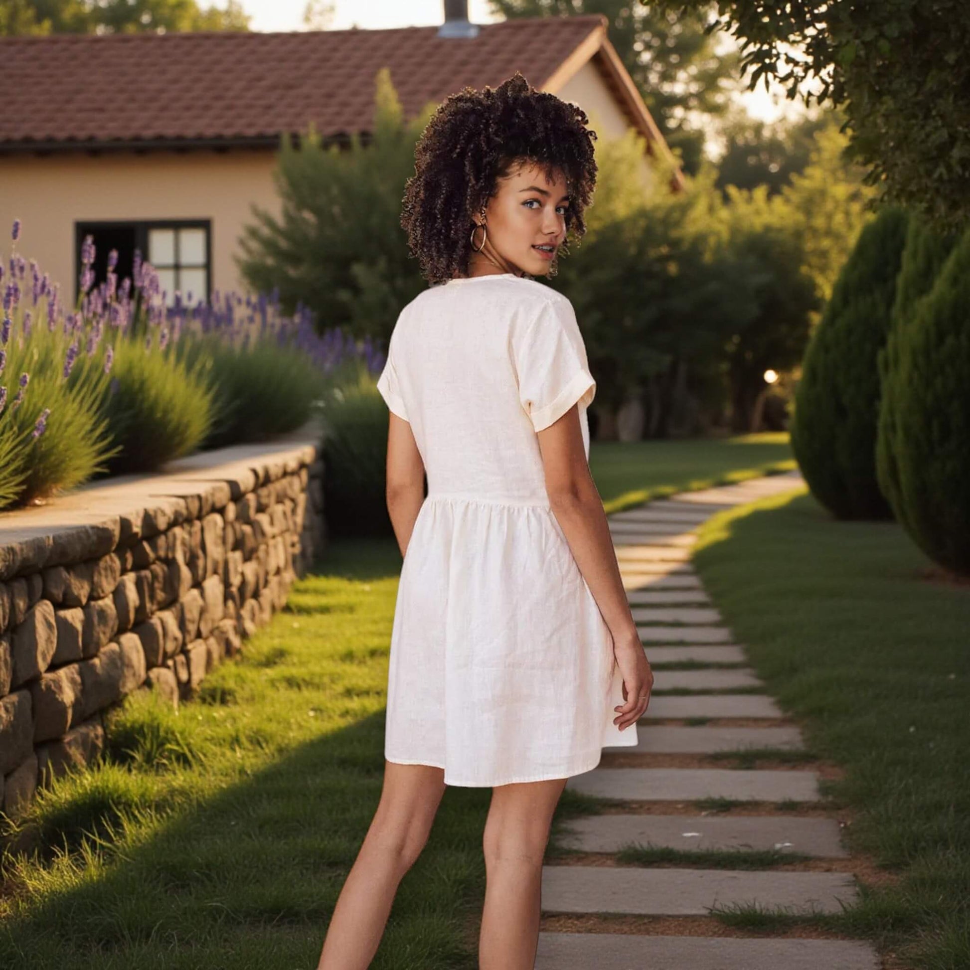 Linen Mini Dress, Linen Babydoll Dress