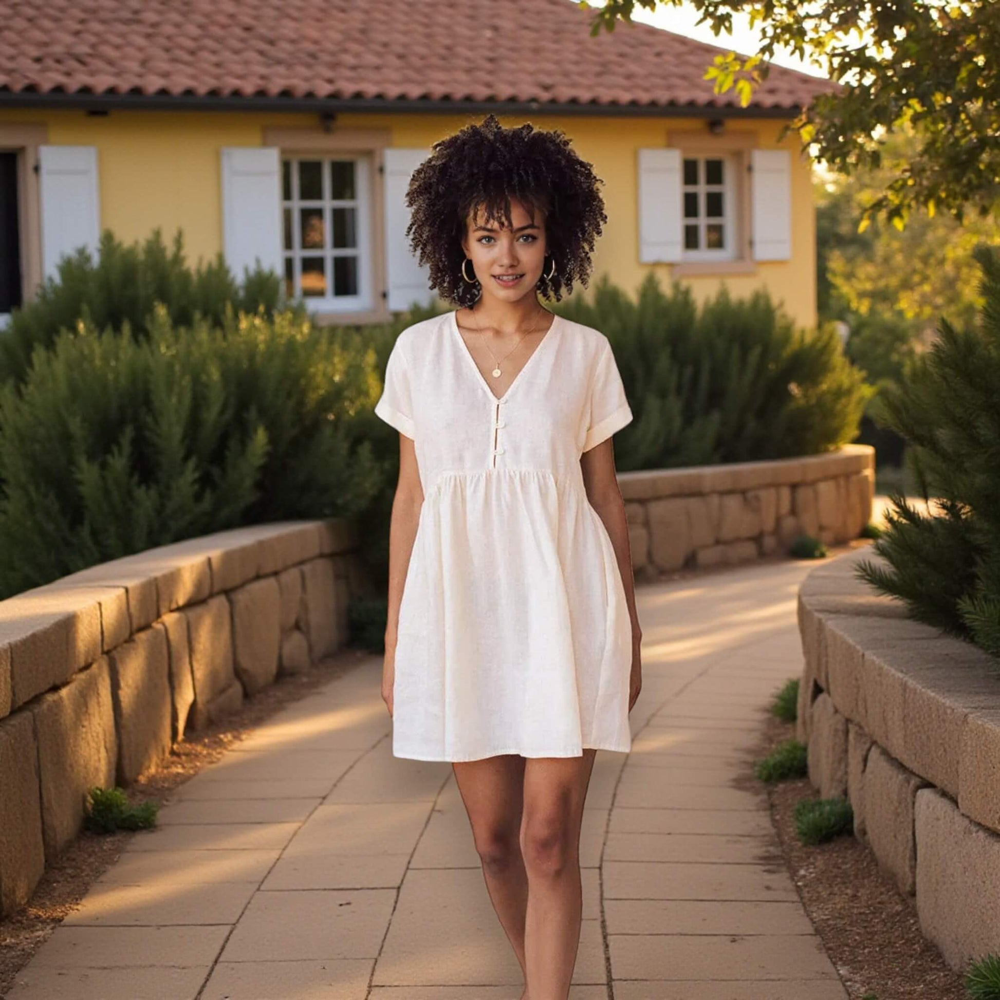 Linen Mini Dress, Linen Babydoll Dress