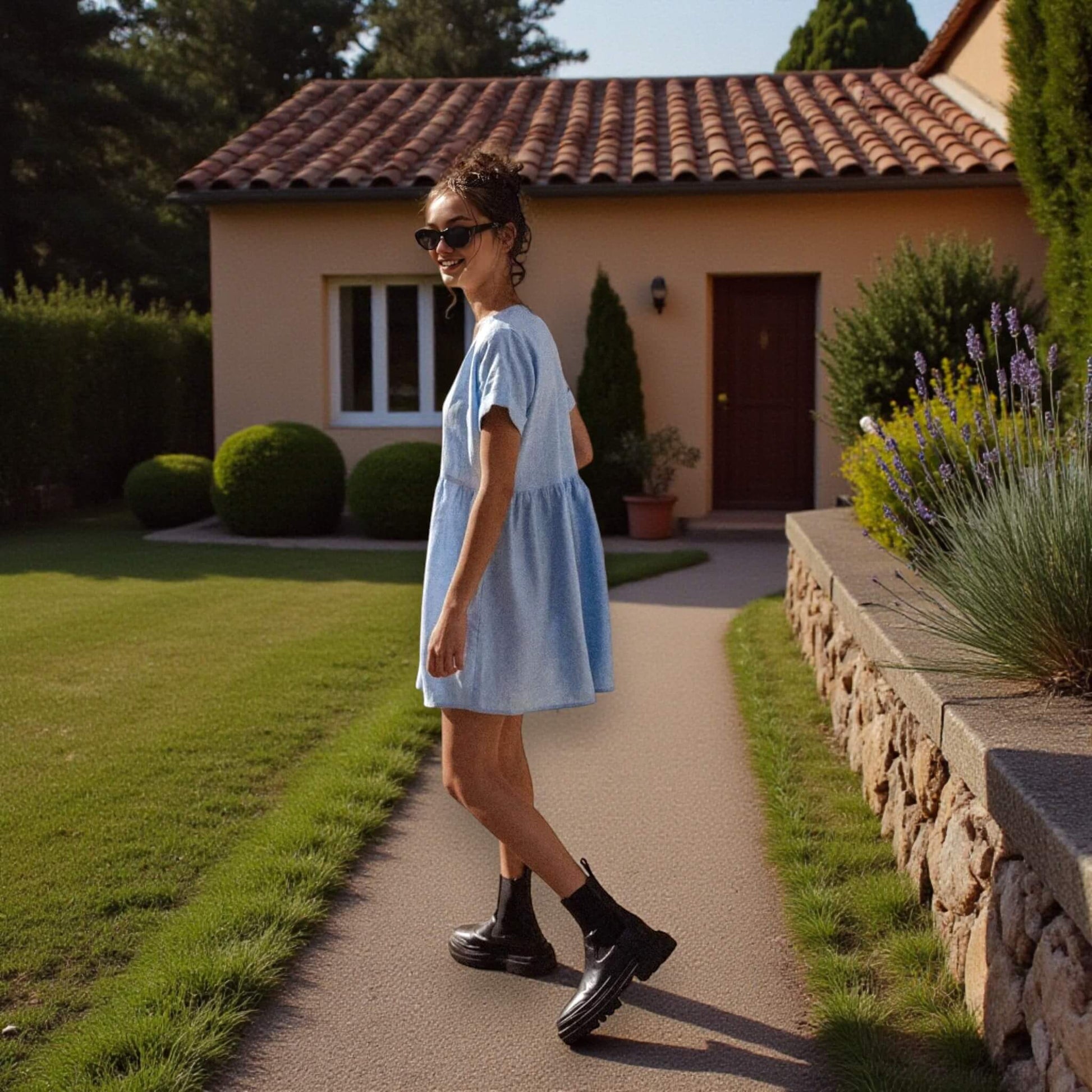 Linen Mini Dress, Linen Babydoll Dress