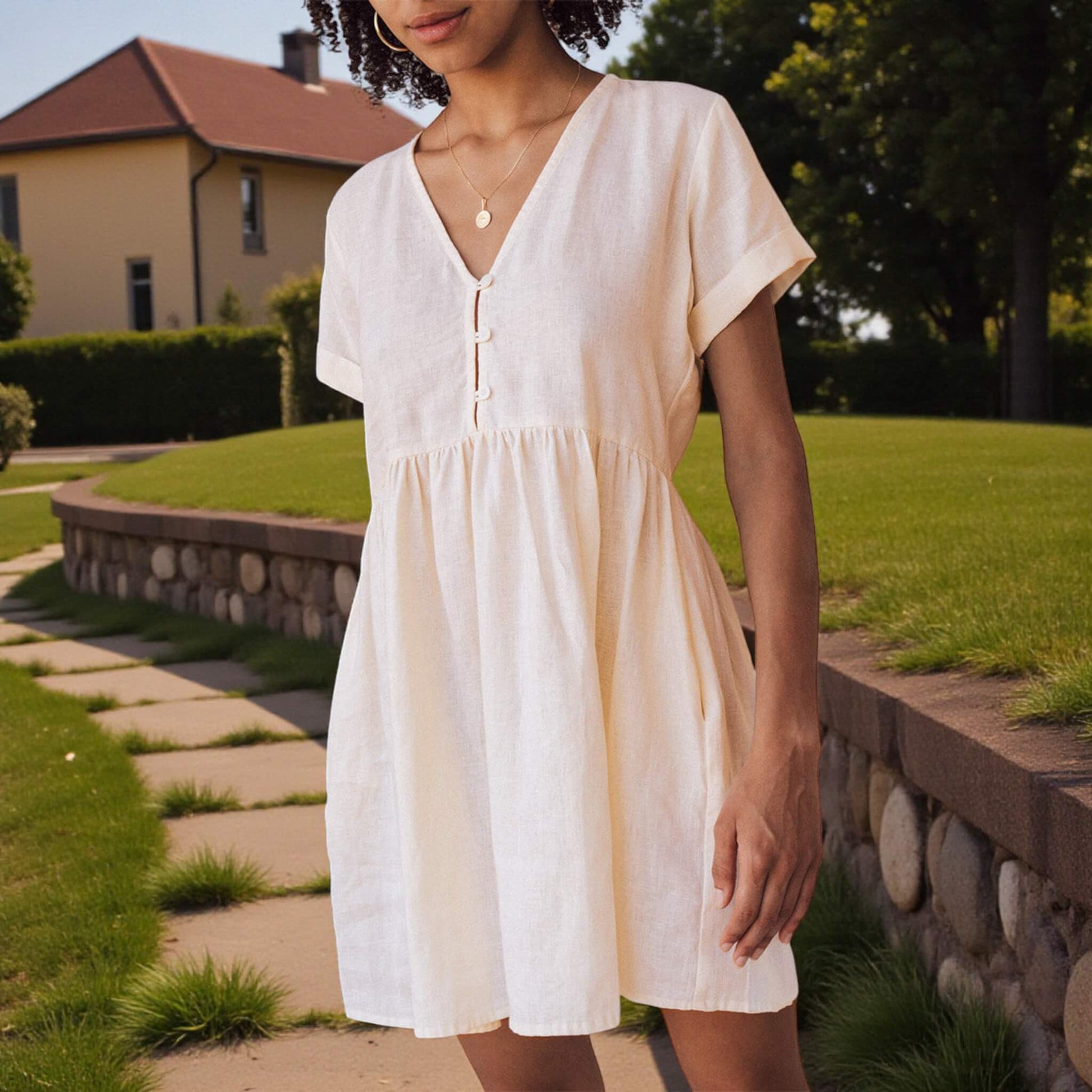 Linen Mini Dress, Linen Babydoll Dress