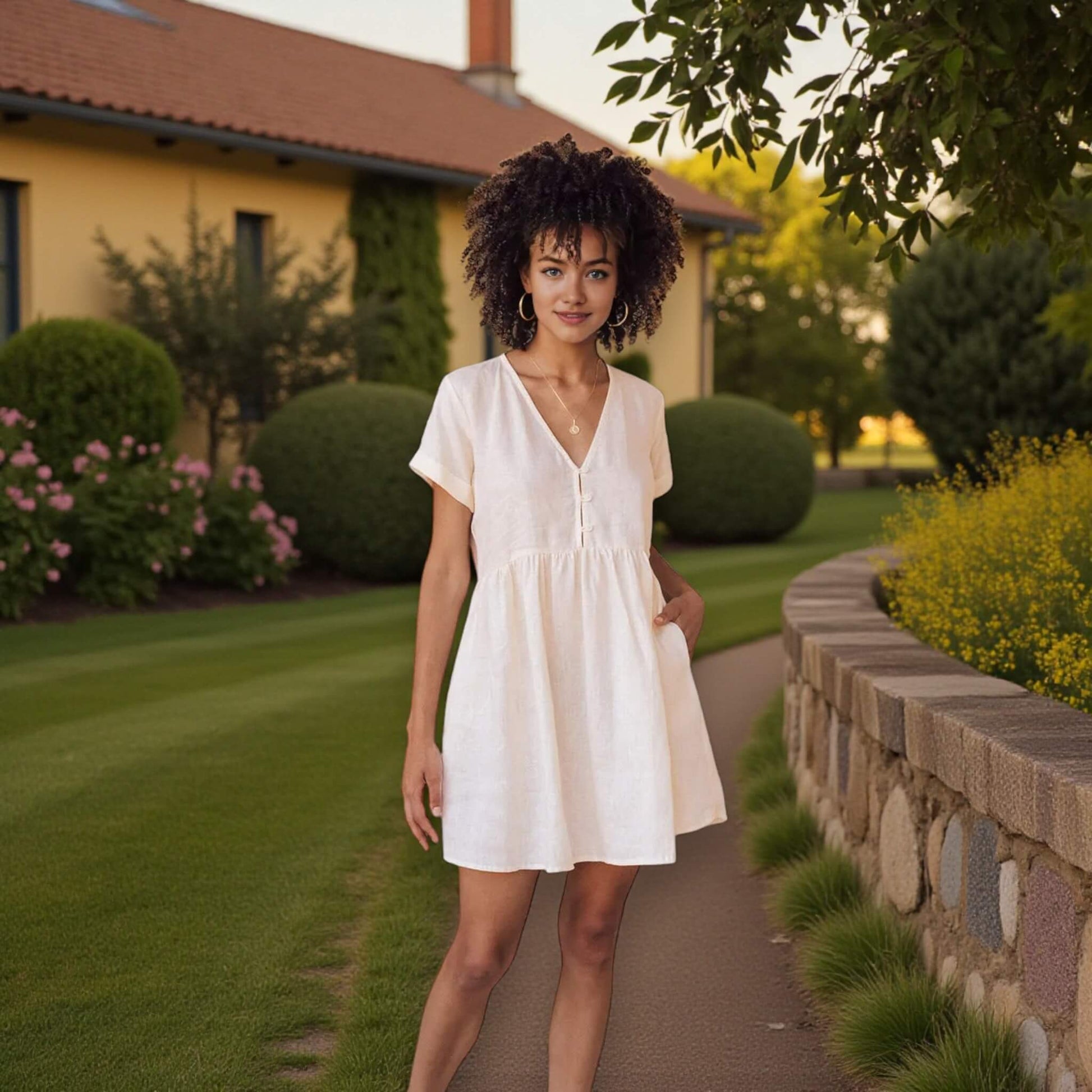 Linen Mini Dress, Linen Babydoll Dress