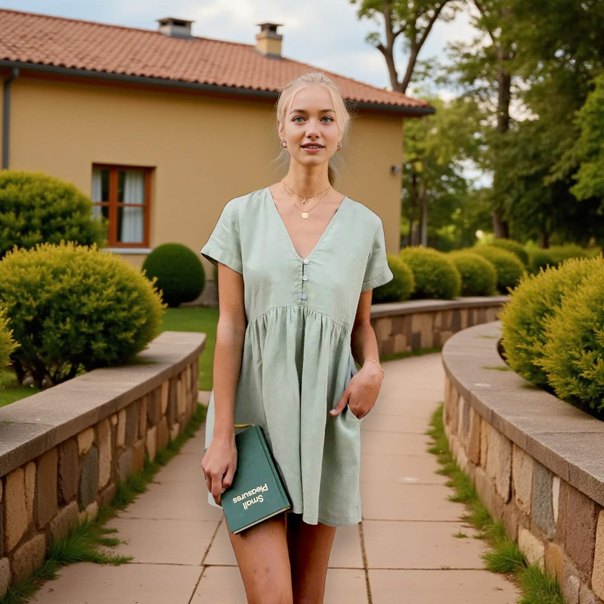 Linen Mini Dress, Linen Babydoll Dress