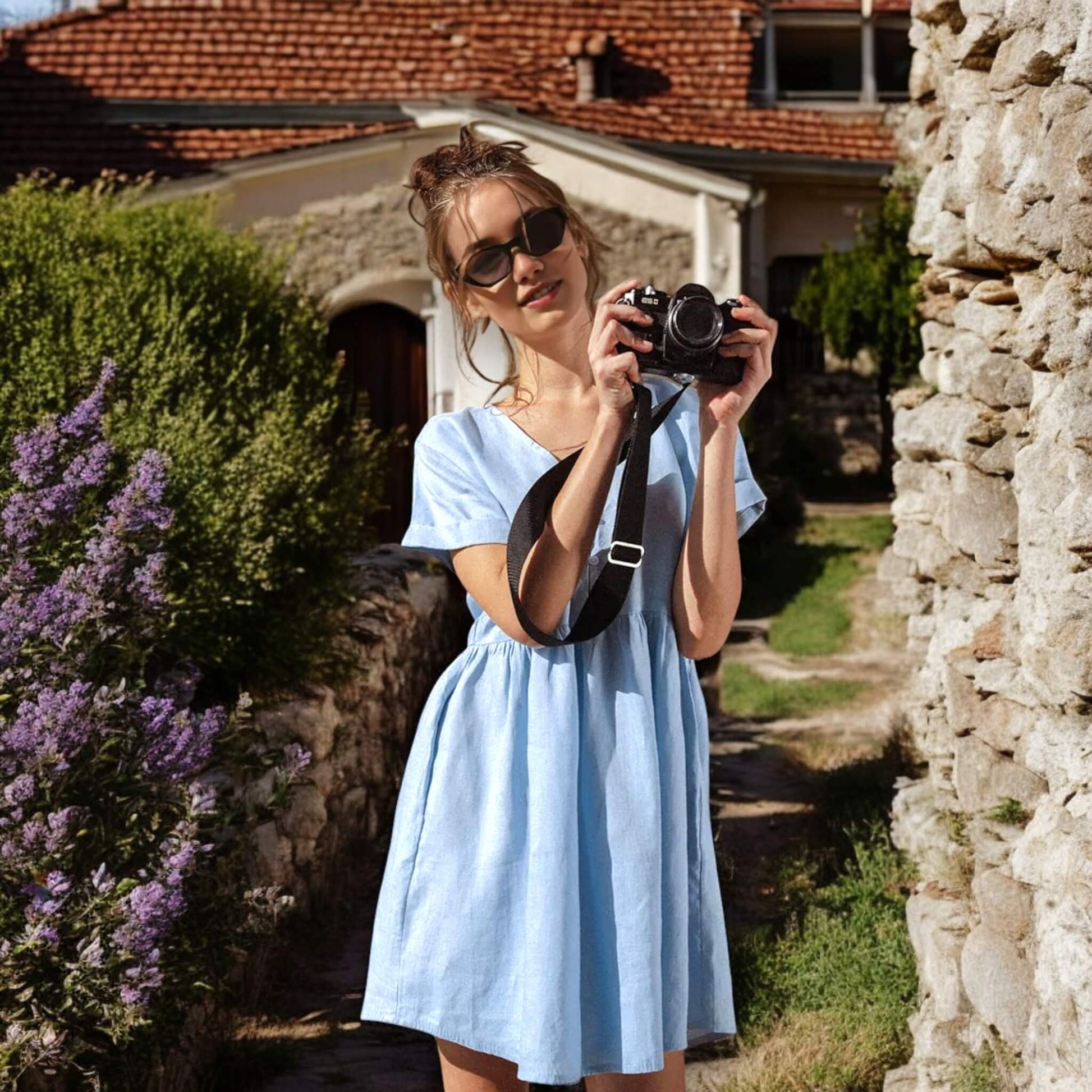 Linen Mini Dress, Linen Babydoll Dress