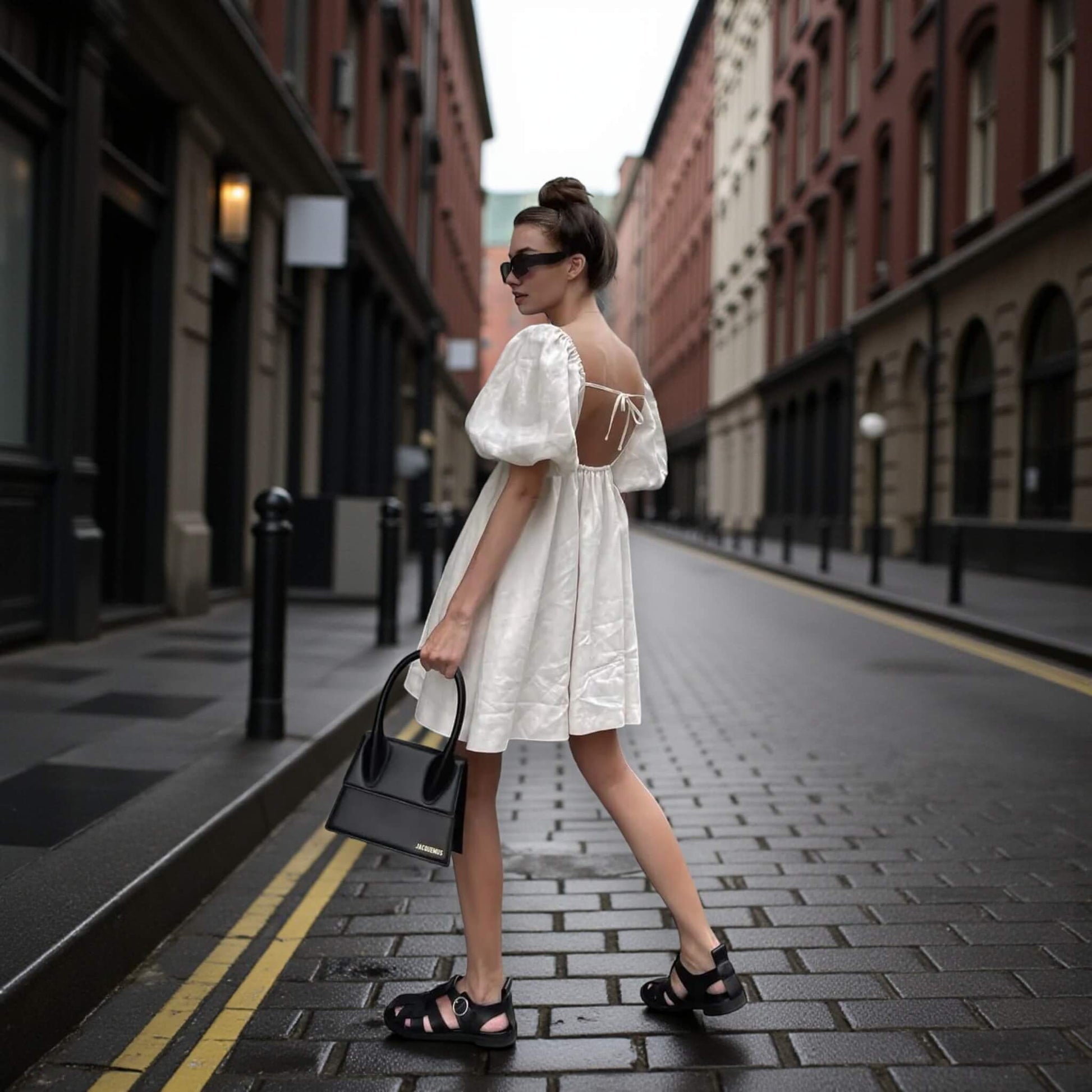 Linen Mini Dress, Puff Sleeve Mini Dress