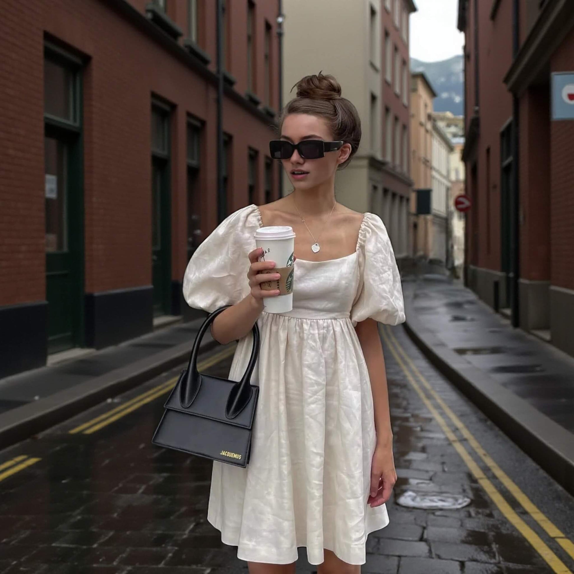 Linen Mini Dress, Puff Sleeve Mini Dress