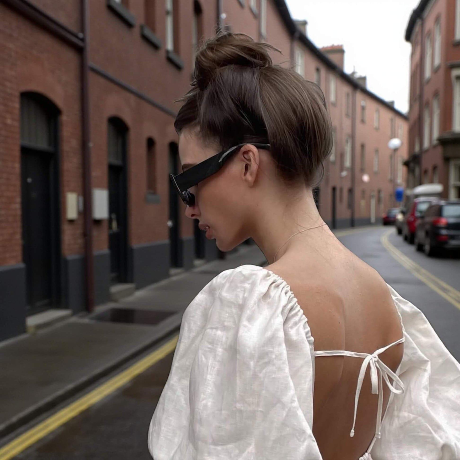 Linen Mini Dress, Puff Sleeve Mini Dress