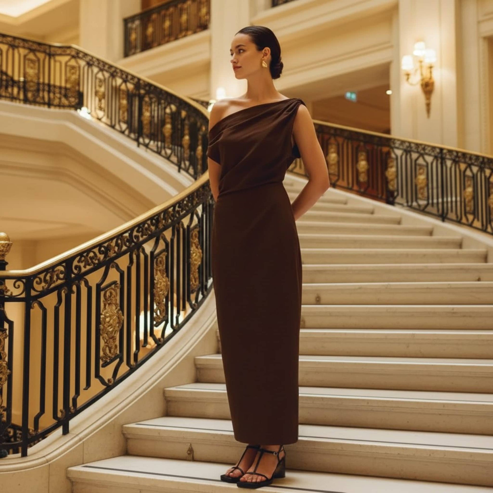 Linen Off Shoulder Dress, One Shoulder Linen Maxi Dress