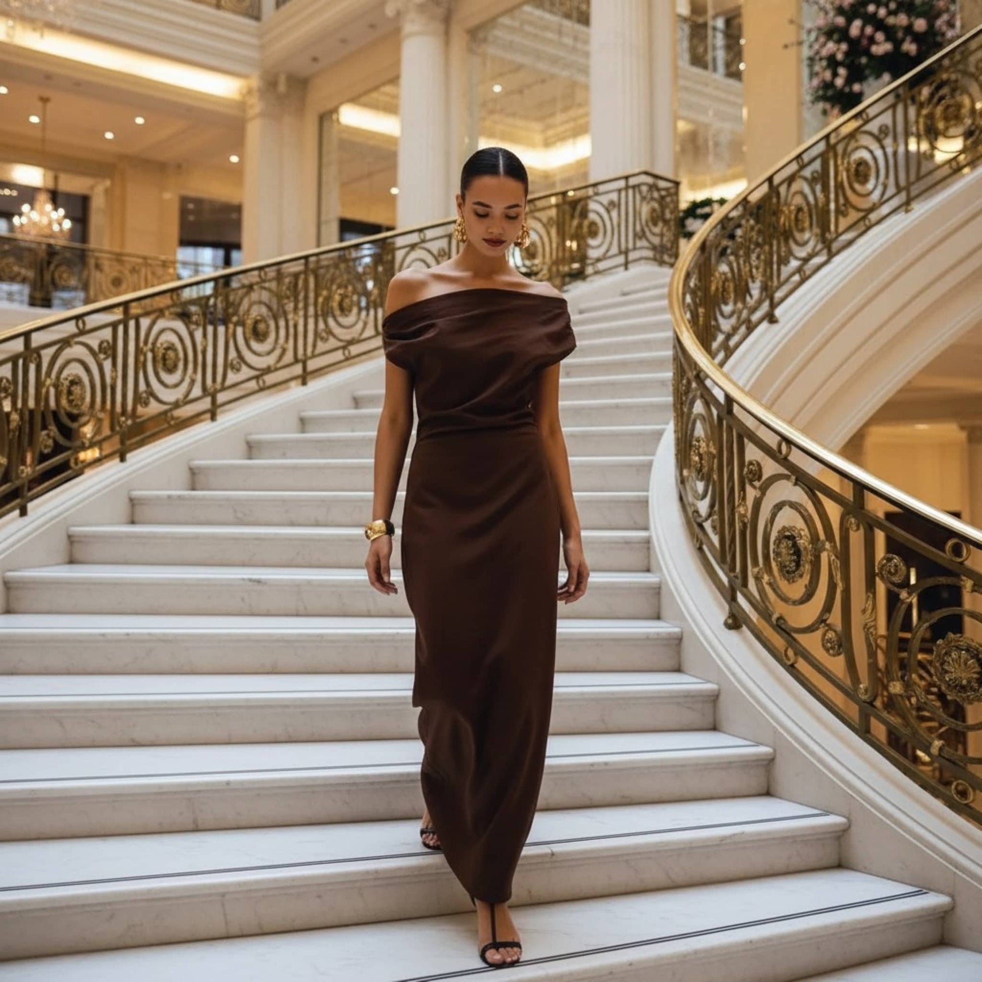 Linen Off Shoulder Dress, One Shoulder Linen Maxi Dress