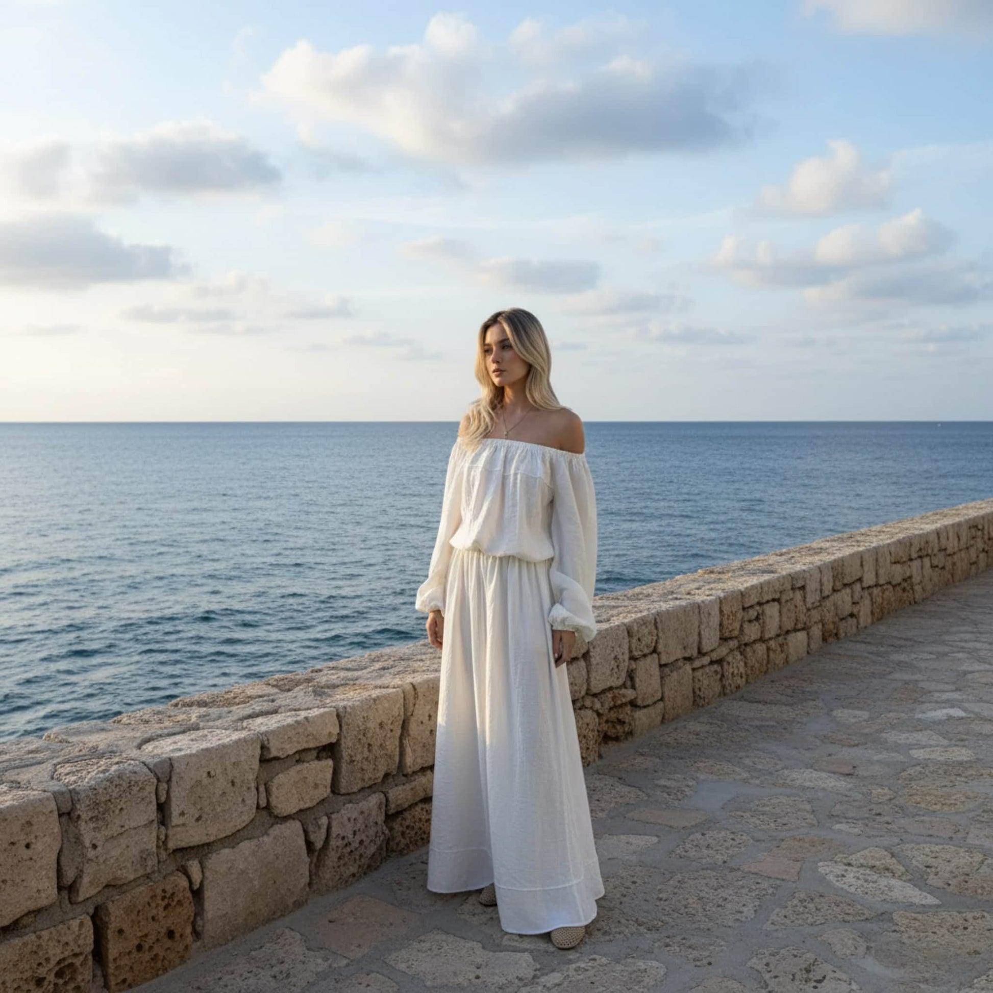 Linen Off The Shoulder Top, Long Sleeve Off The Shoulder Top