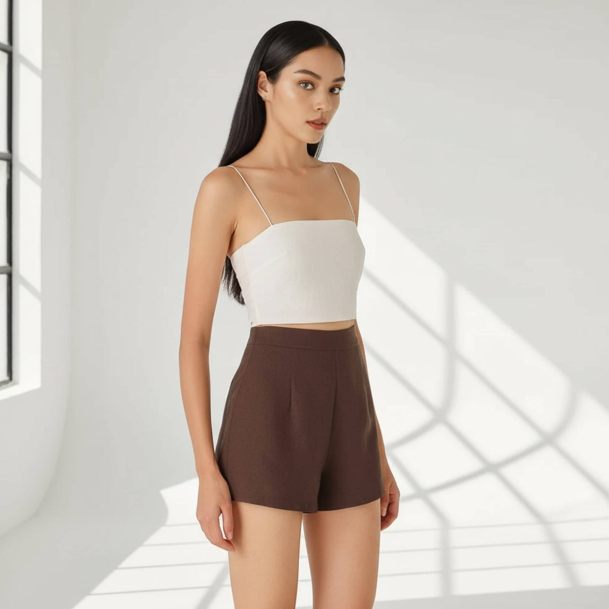 Linen Pajama Set, Puff Sleeve Peplum Top And Shorts Set