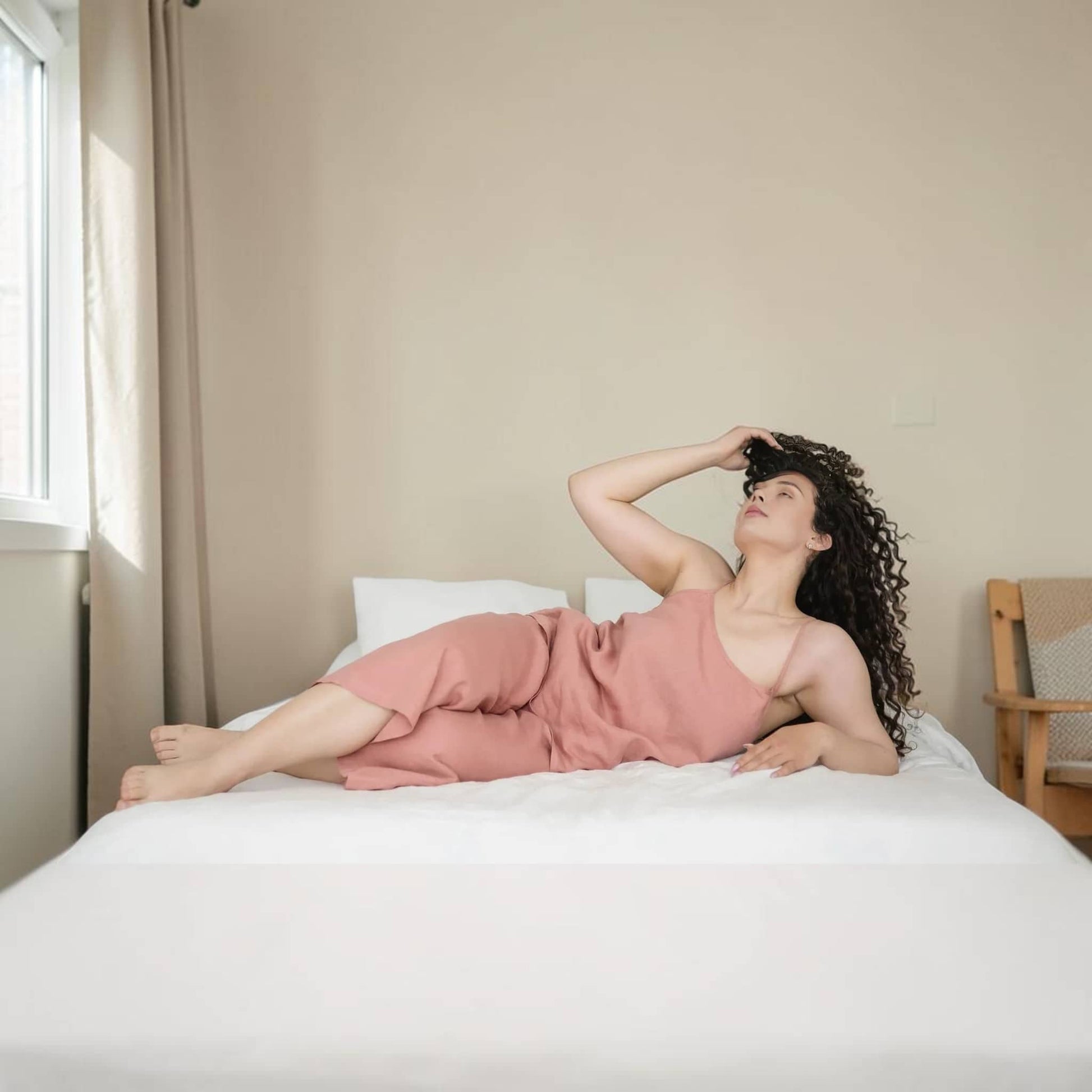 Linen Pajama Set, Spaghetti Strap Top And Cropped Pants