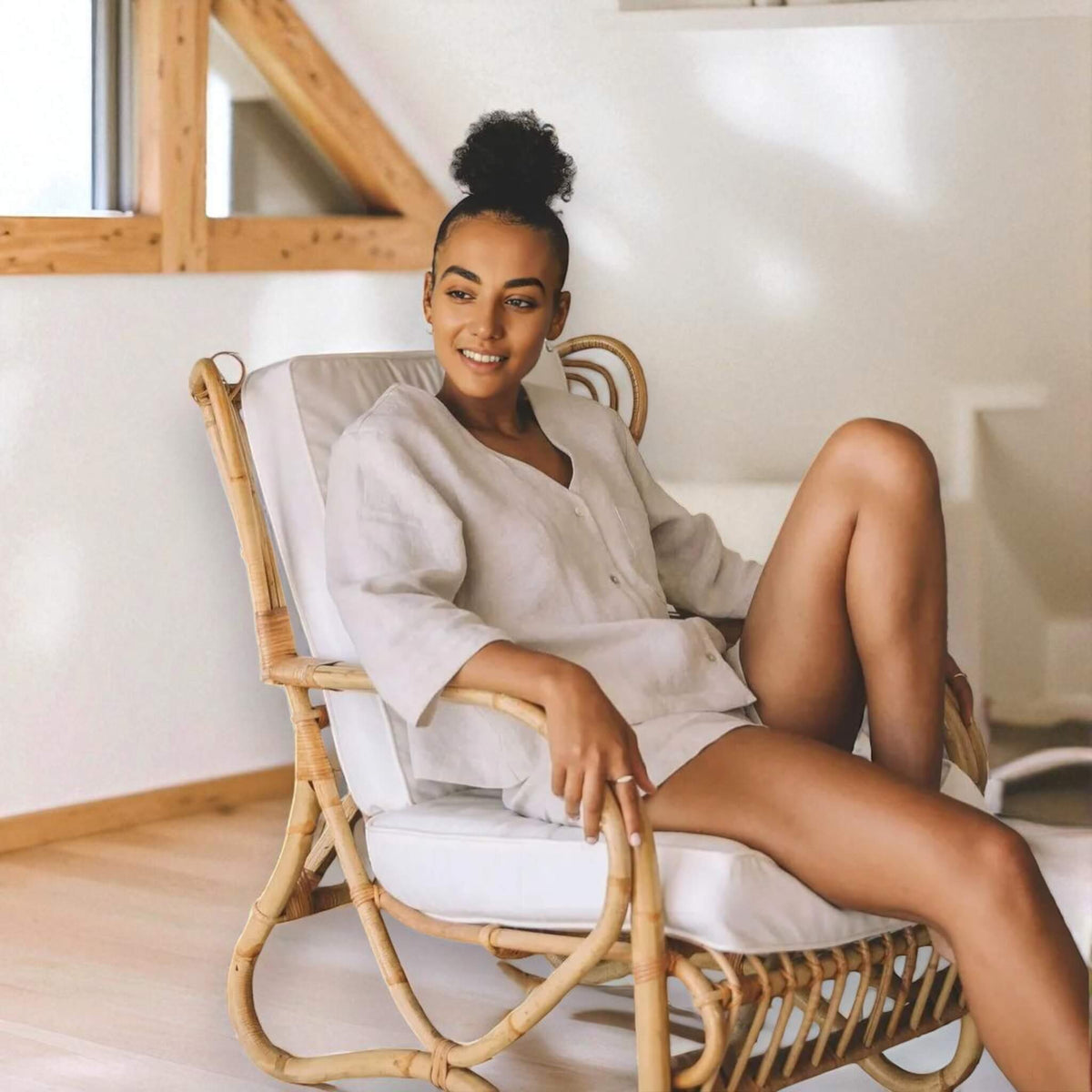 Linen Pajamas Women, Oversized Linen Shirt And Drawstring Shorts Set