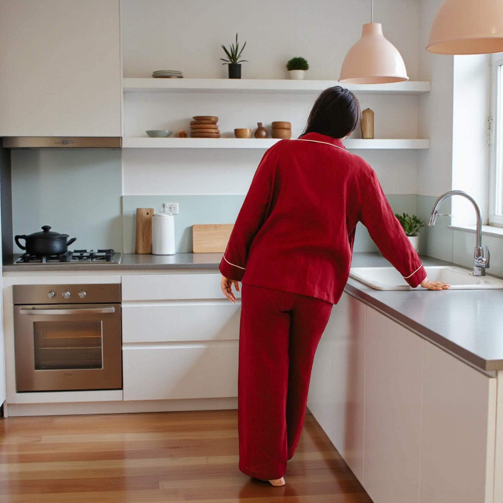 Linen Pajamas Women, Relax Linen Shirt And Wide Leg Pants Set