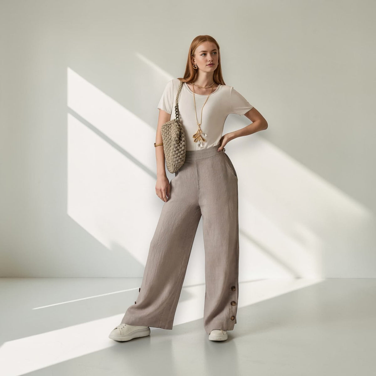Linen Pants Women, High Waist Wide Leg Pants