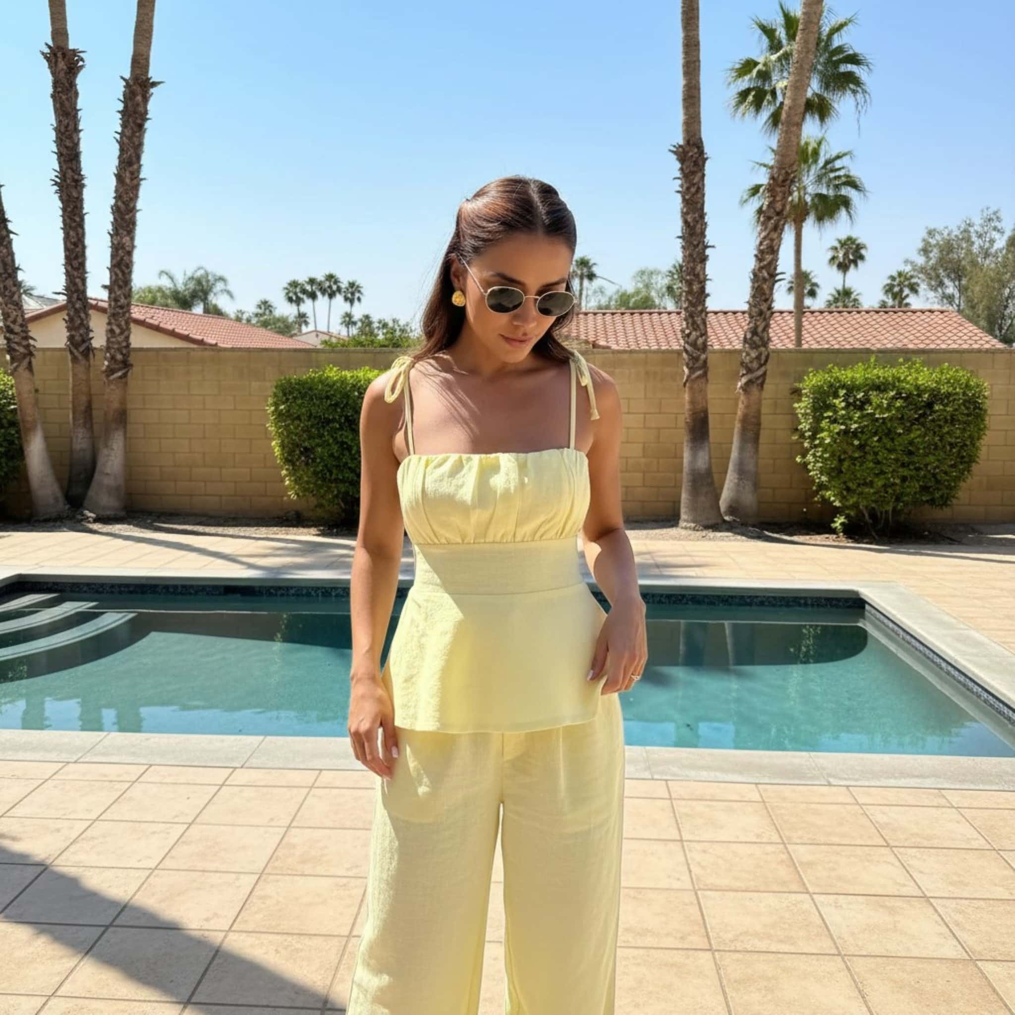 Linen Peplum Cami Top, Sleeveless Linen Top