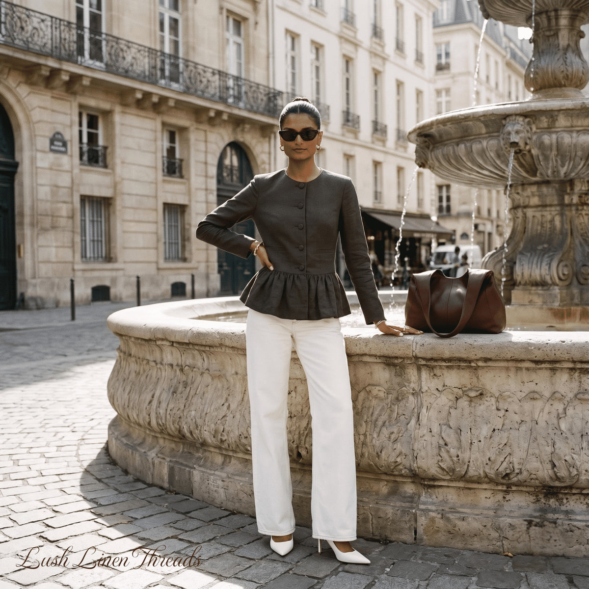 Linen Peplum Jacket, Women Linen Coat