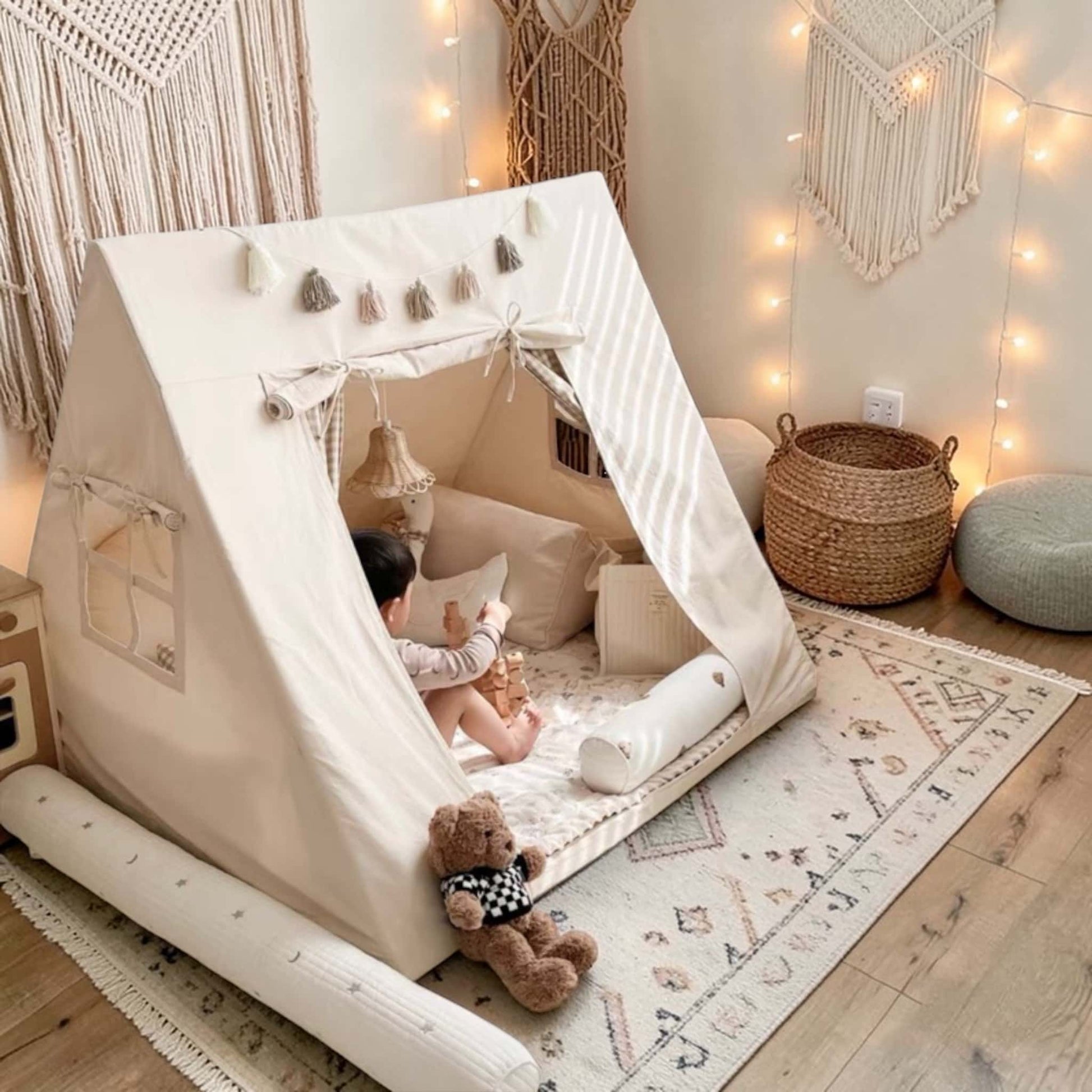 Linen Play Tent Cover, Kids Teepee Cover