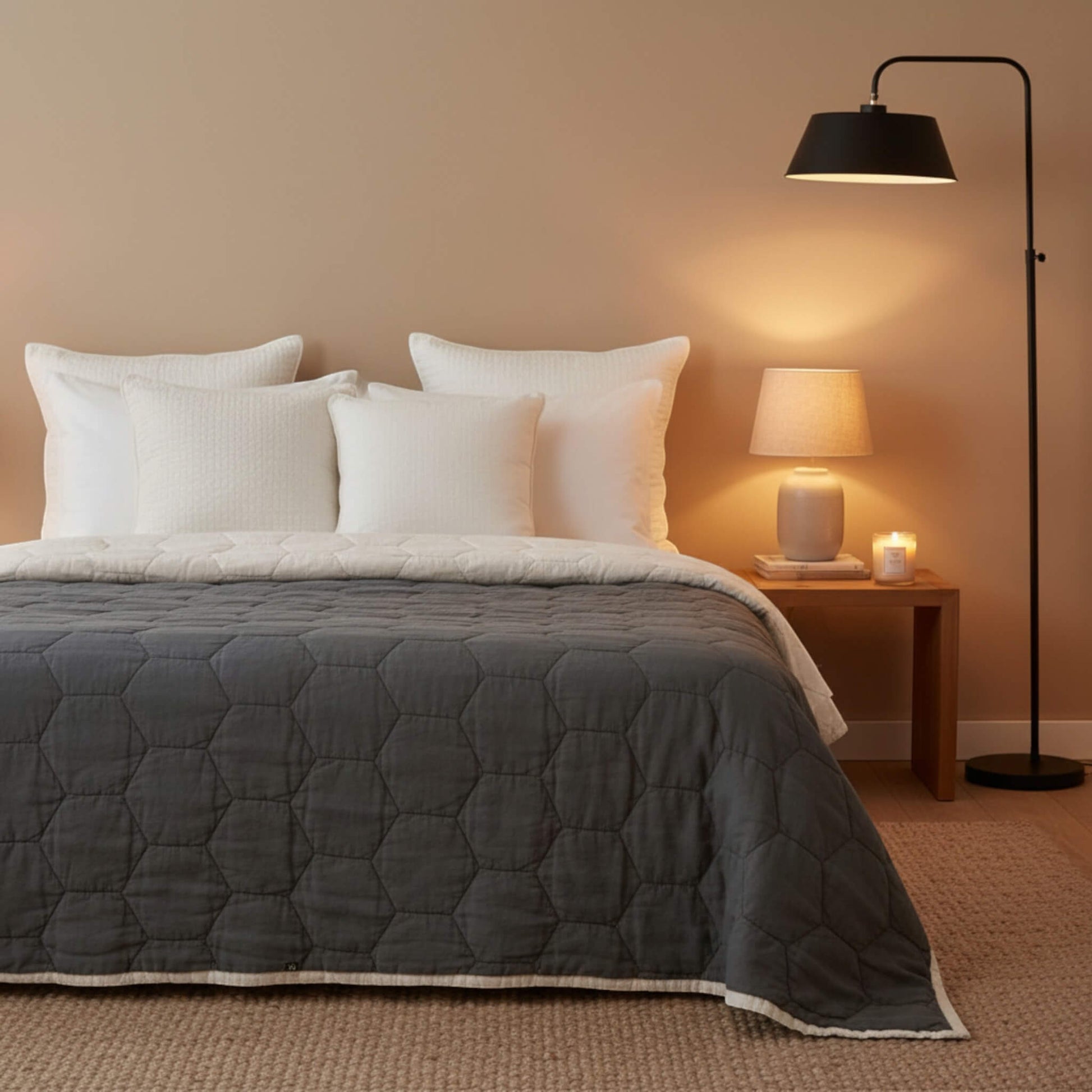 Linen Quilted Blanket, Lightweight Quilted Blanket