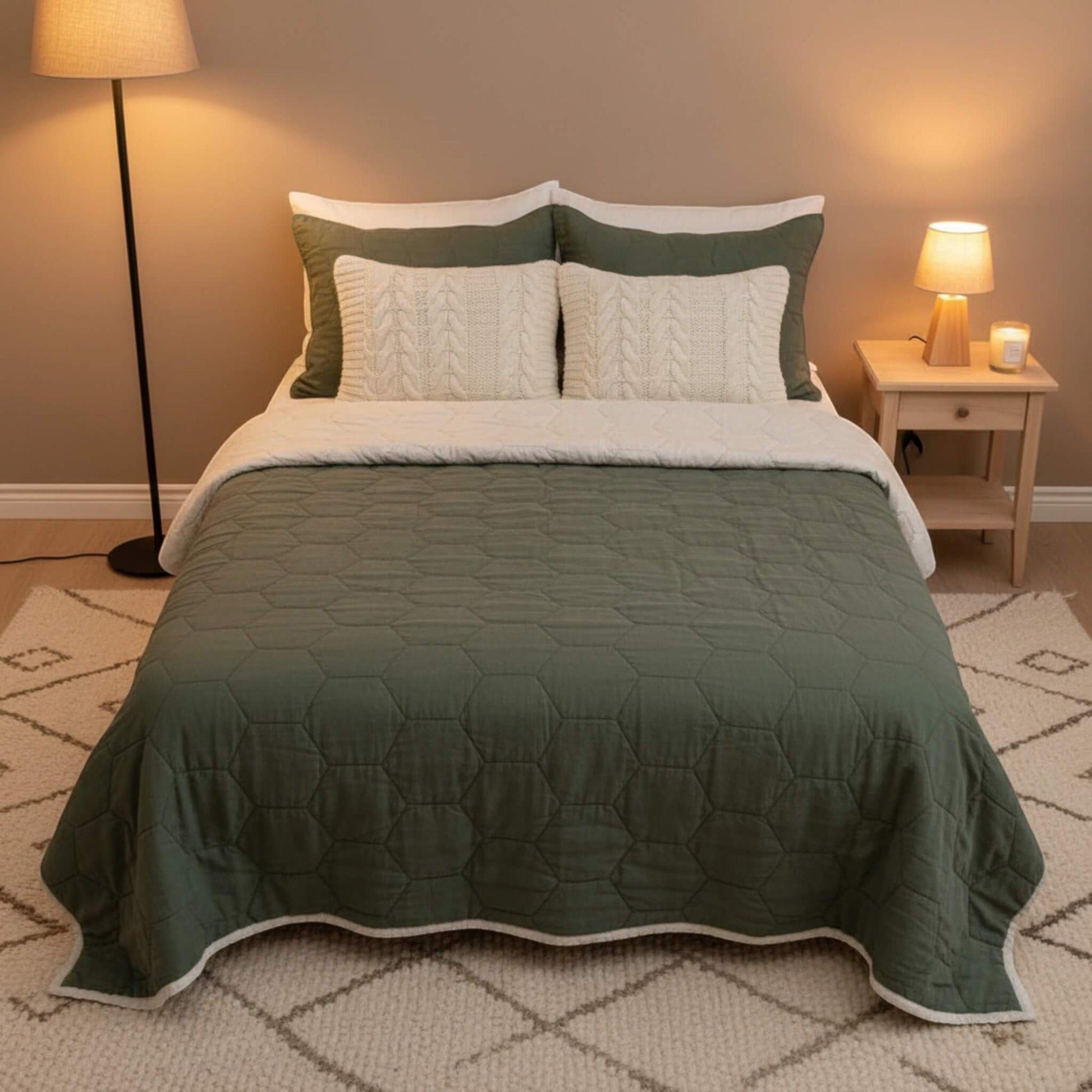 Linen Quilted Blanket, Lightweight Quilted Blanket