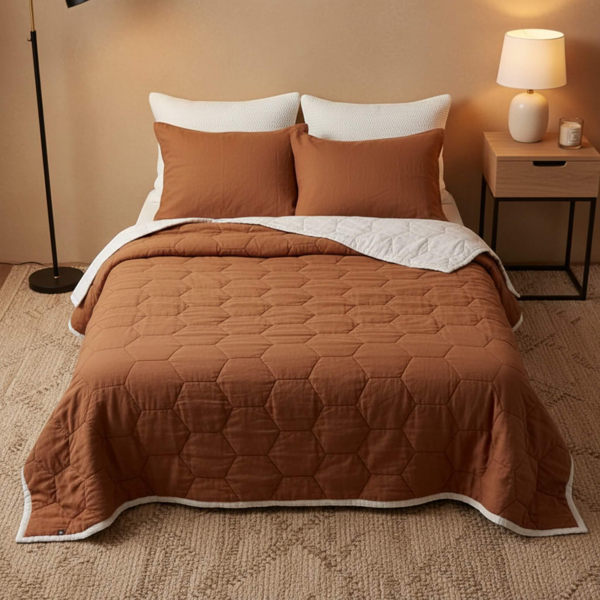 Linen Quilted Blanket, Lightweight Quilted Blanket