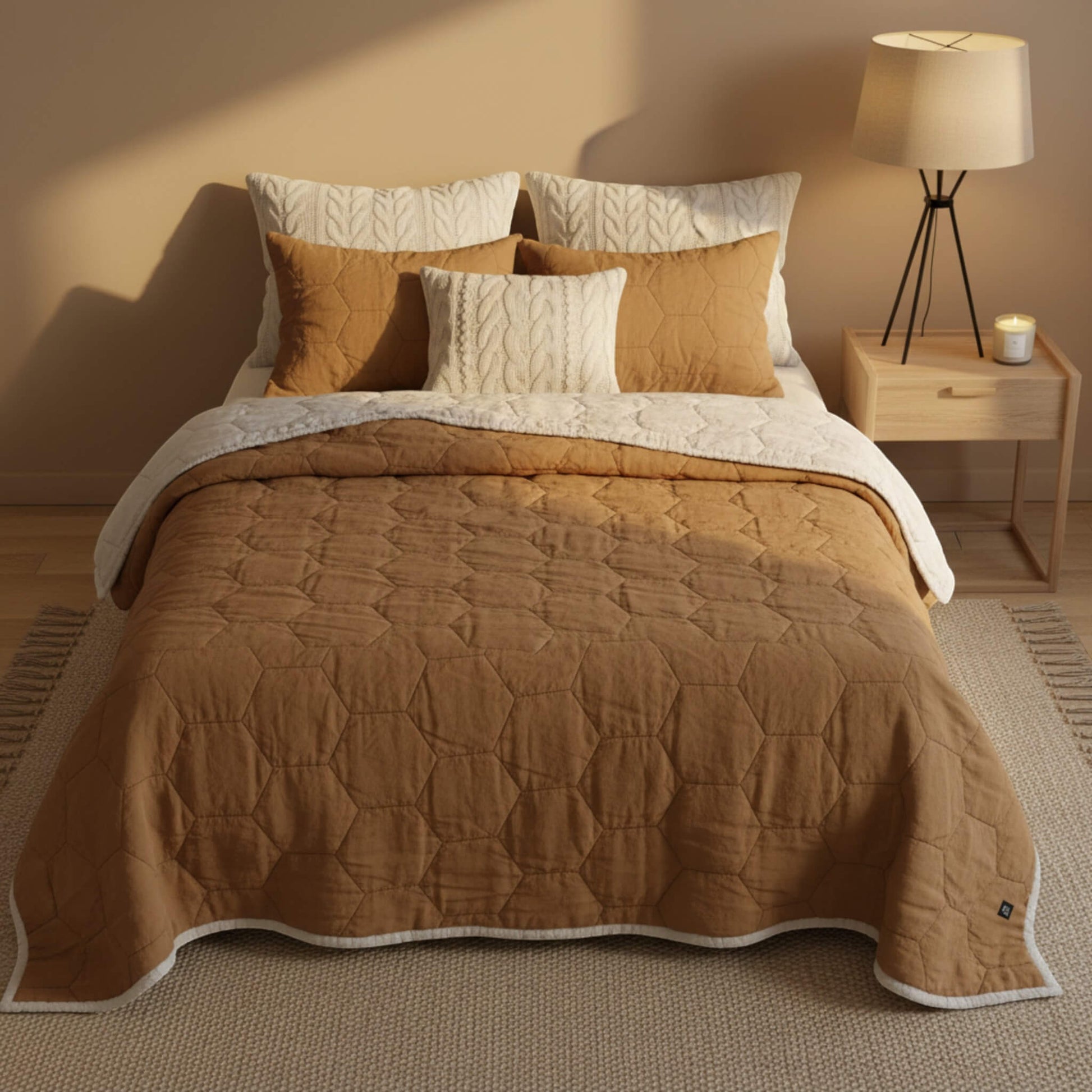 Linen Quilted Blanket, Lightweight Quilted Blanket