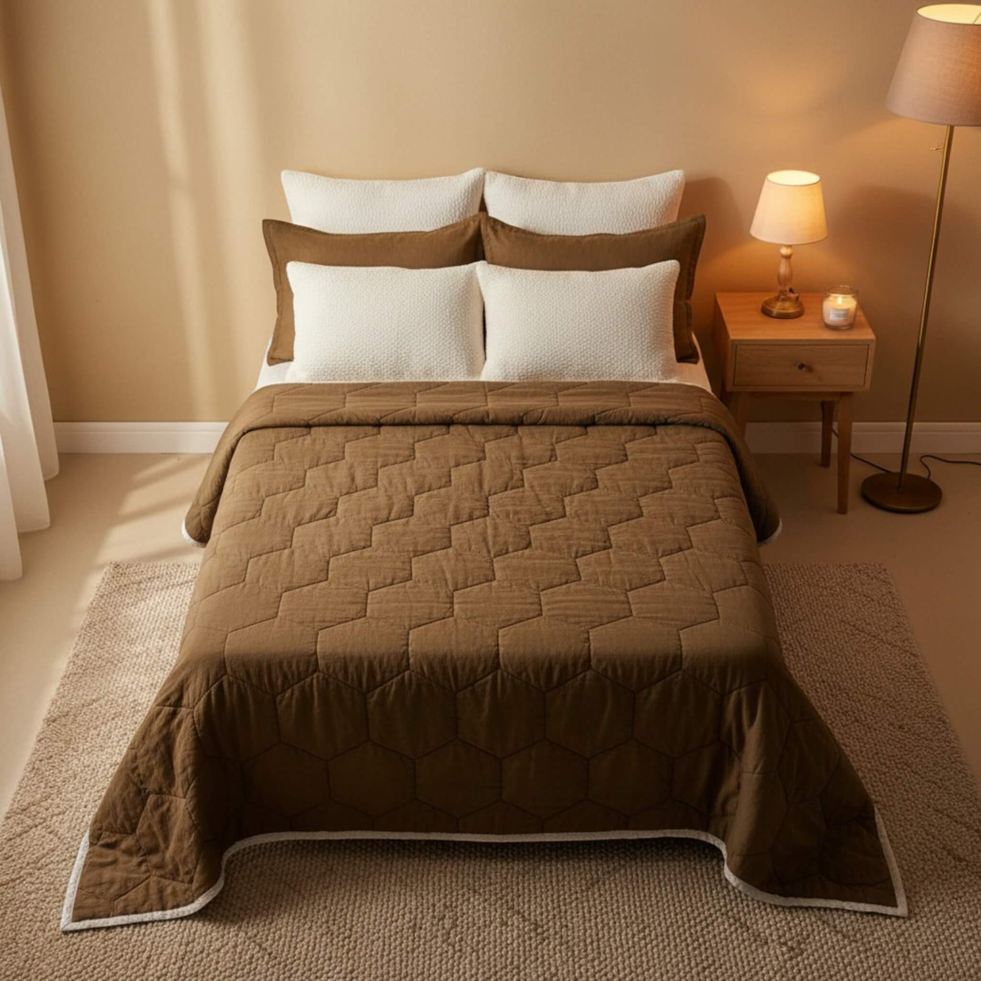 Linen Quilted Blanket, Lightweight Quilted Blanket