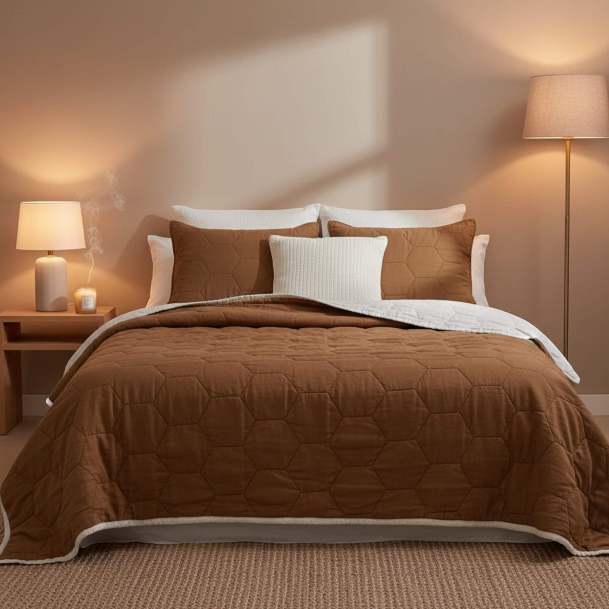 Linen Quilted Blanket, Lightweight Quilted Blanket