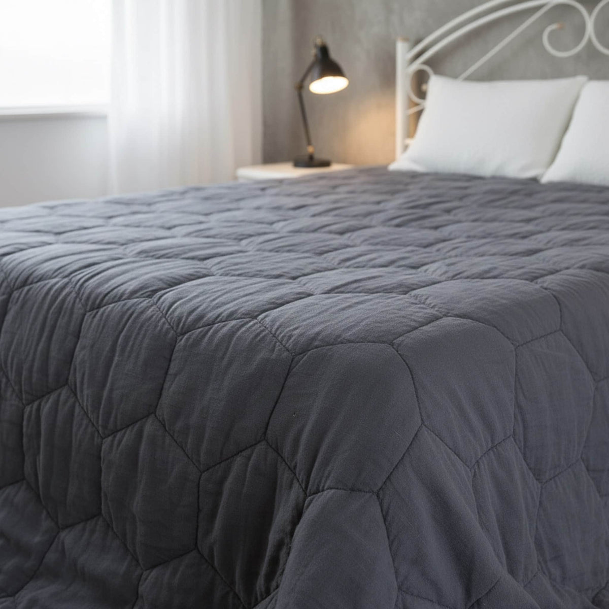 Linen Quilted Blanket, Lightweight Quilted Blanket
