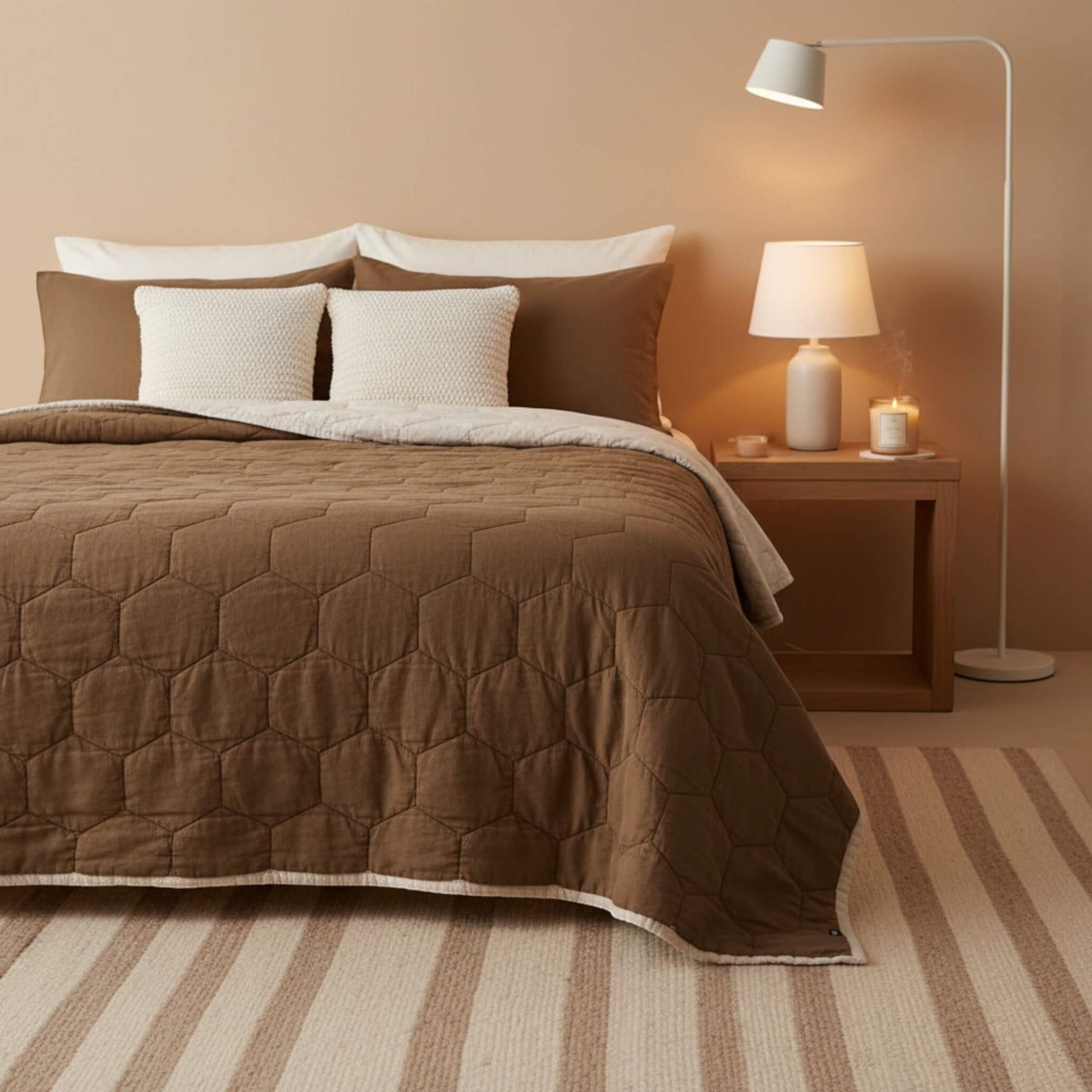 Linen Quilted Blanket, Lightweight Quilted Blanket