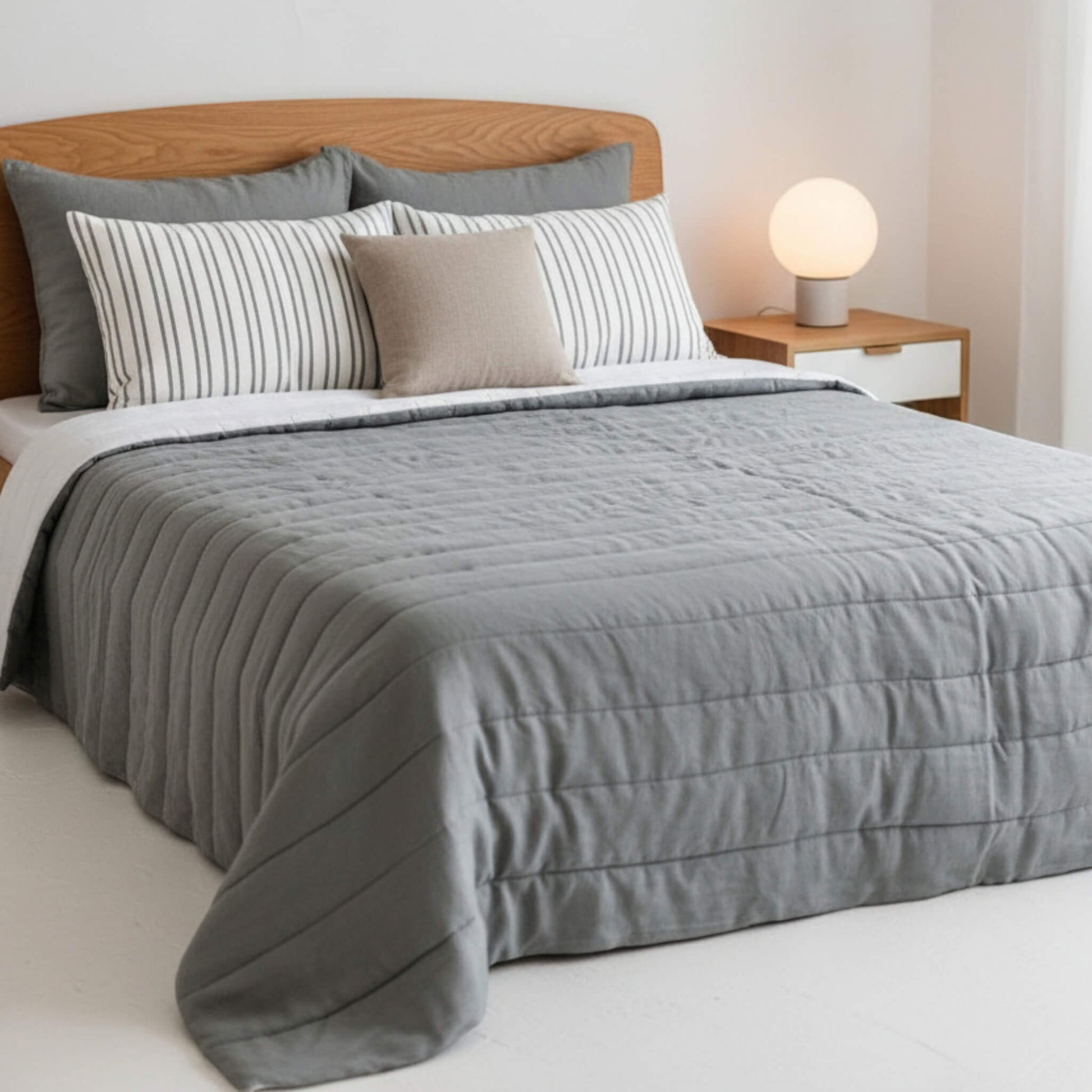 Linen Quilted Blanket, Linen Bed Blanket