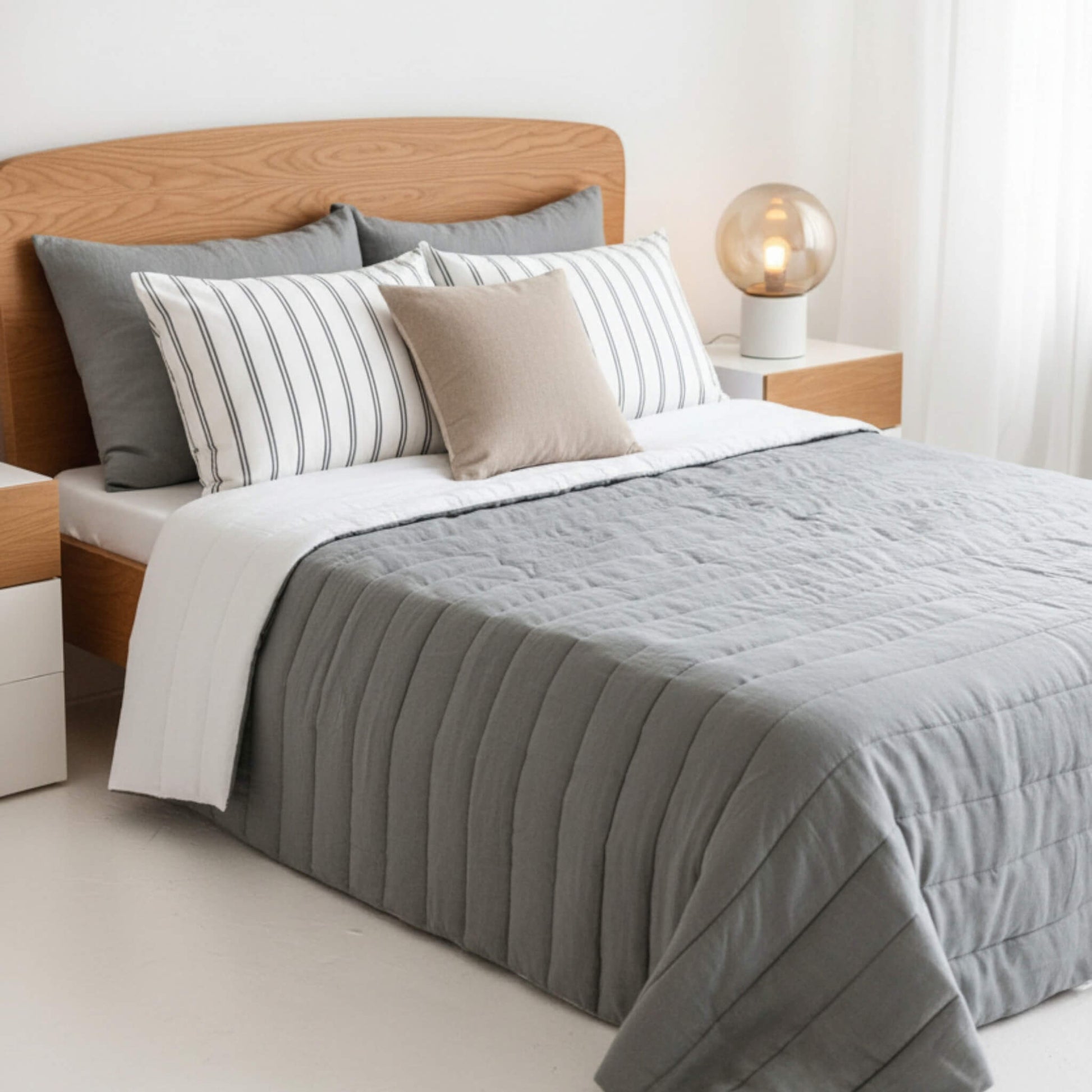 Linen Quilted Blanket, Linen Bed Blanket