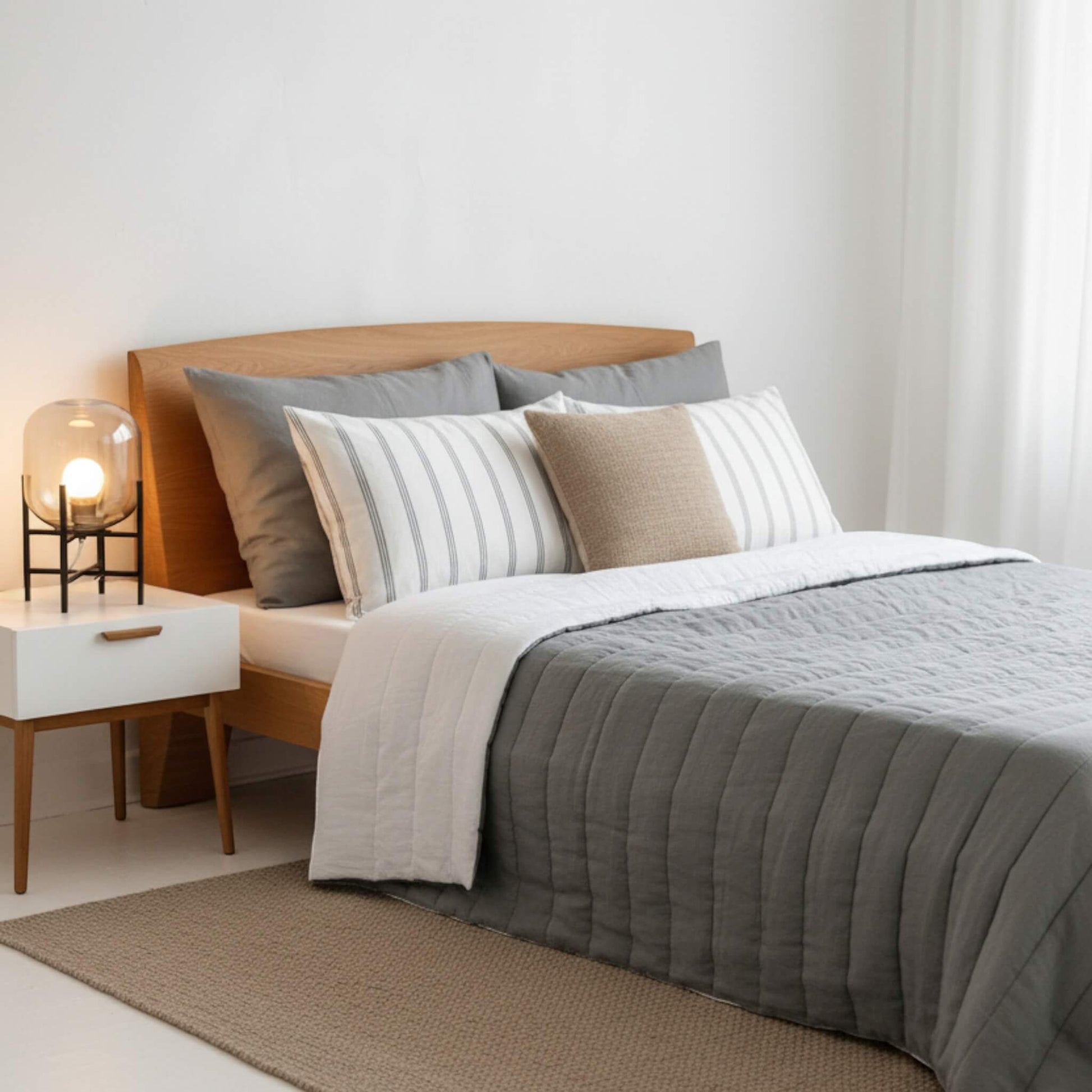 Linen Quilted Blanket, Linen Bed Blanket