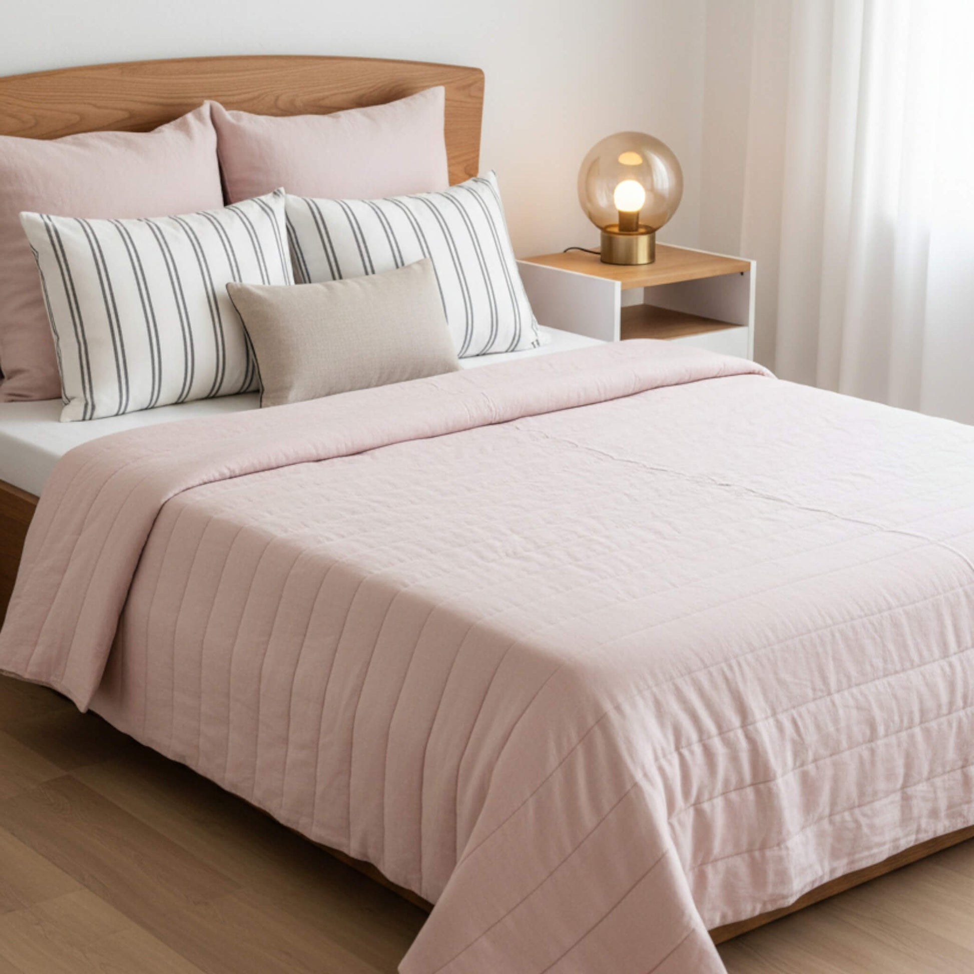 Linen Quilted Blanket, Linen Bed Blanket