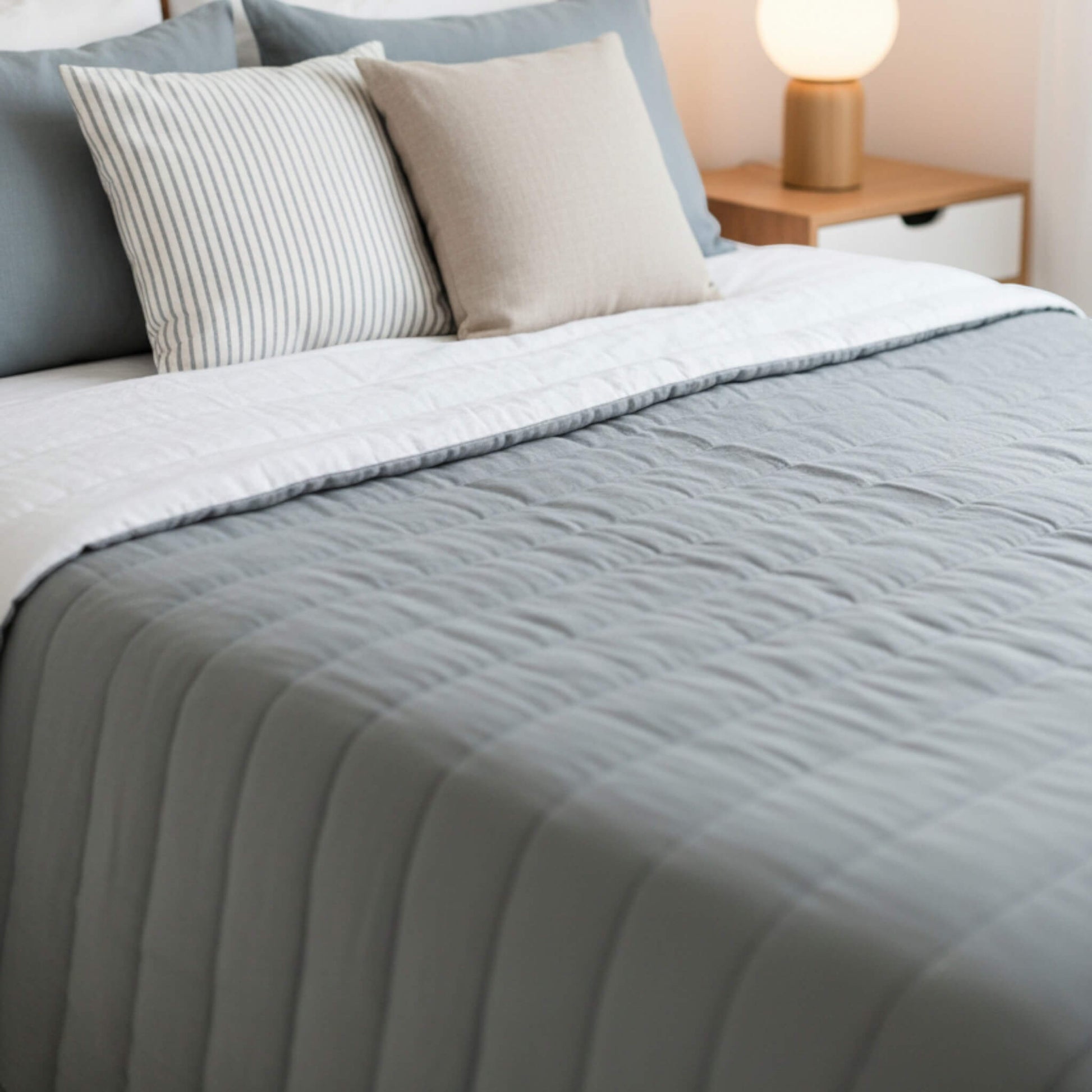 Linen Quilted Blanket, Linen Bed Blanket