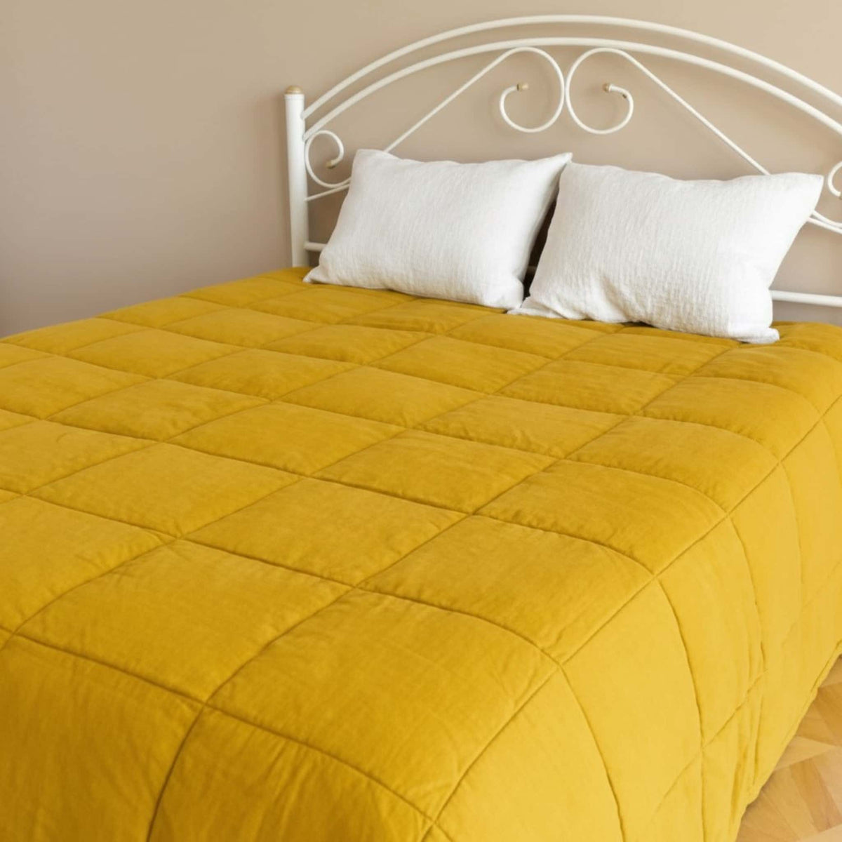 Linen Quilted Blanket, Linen Box Quilt