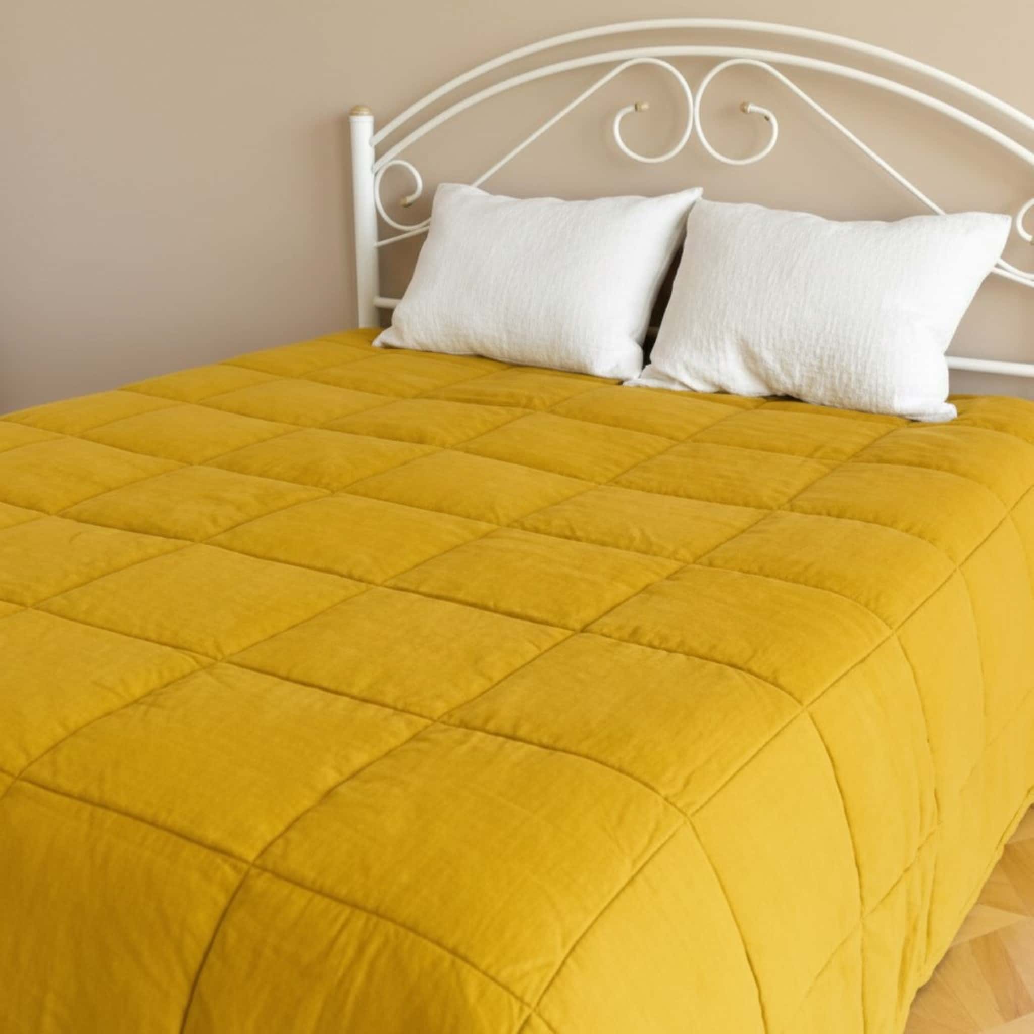 Linen Quilted Blanket, Linen Box Quilt