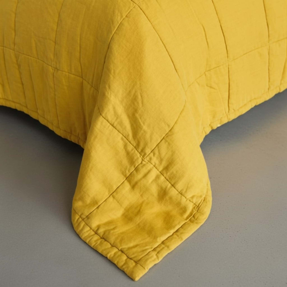 Linen Quilted Blanket, Linen Box Quilt