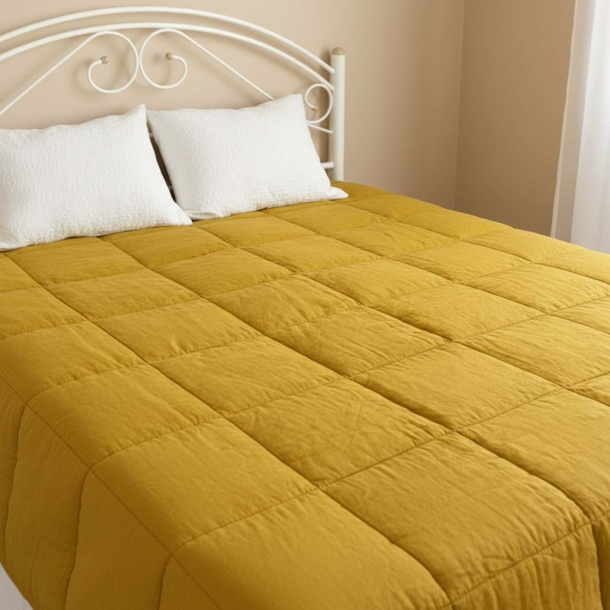 Linen Quilted Blanket, Linen Box Quilt