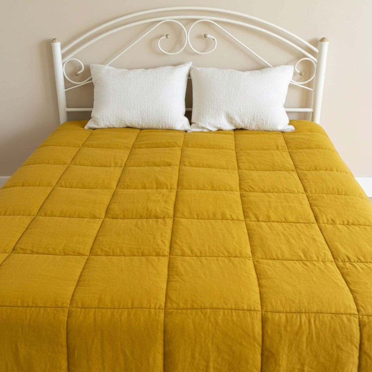 Linen Quilted Blanket, Linen Box Quilt