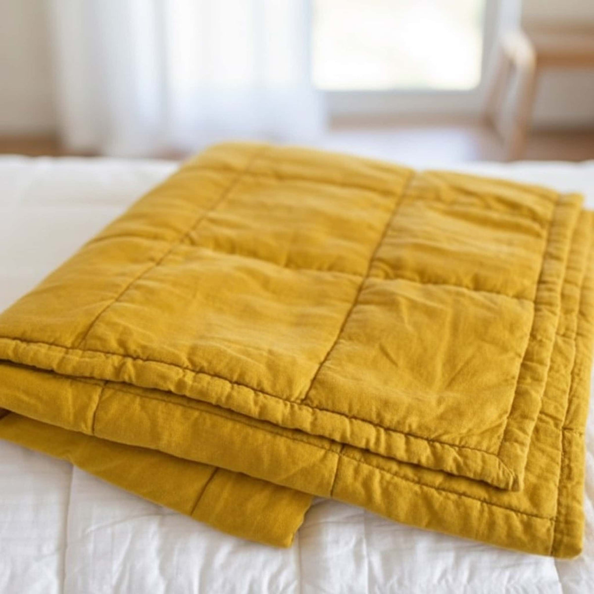 Linen Quilted Blanket, Linen Box Quilt